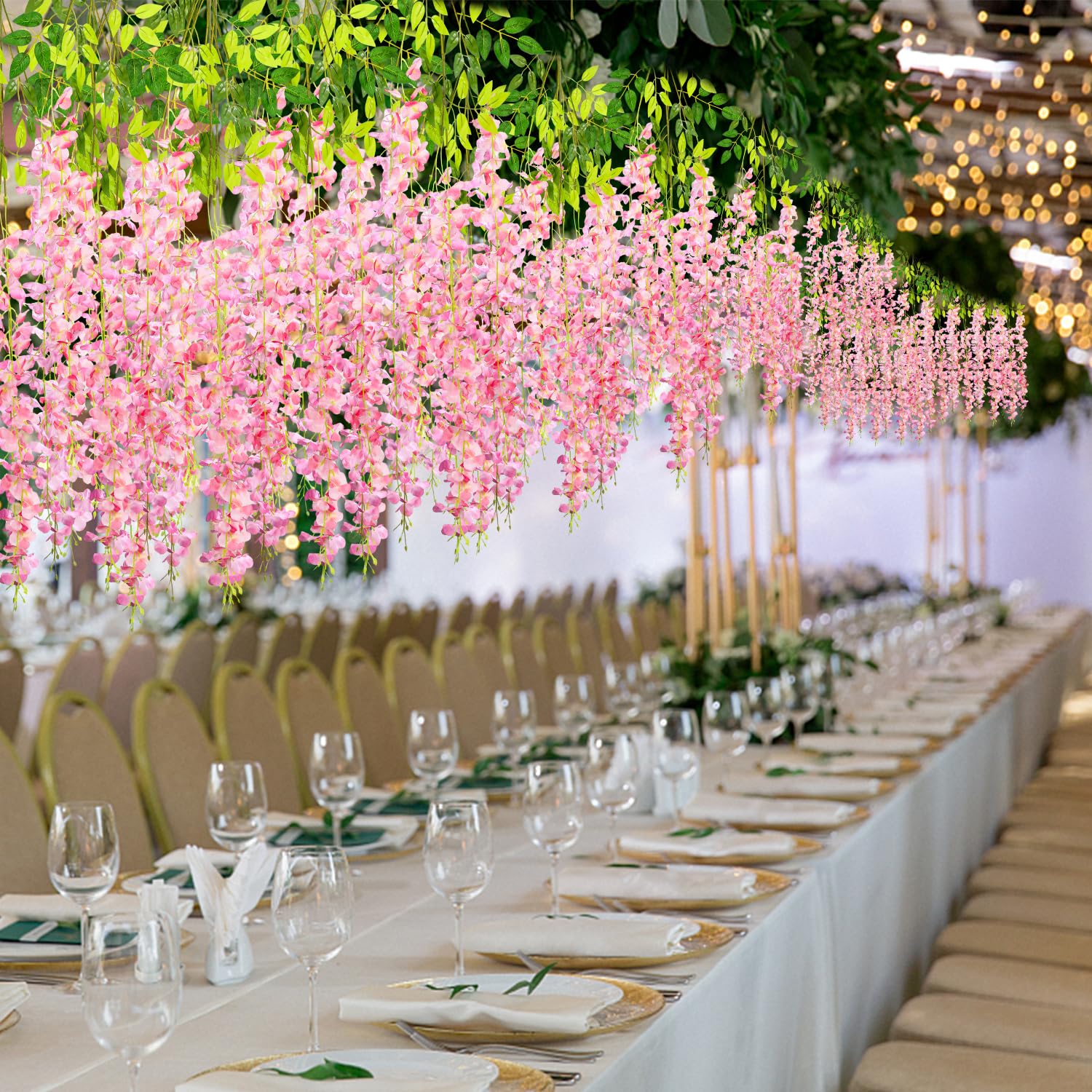 Wisteria Hanging Flowers,Fake Hanging Flowers,Wisteria artificiales Garland for Home Wedding Arch Floral Party Garden Ceremony Outdoor Decor,3.6 feet Long(36,White)