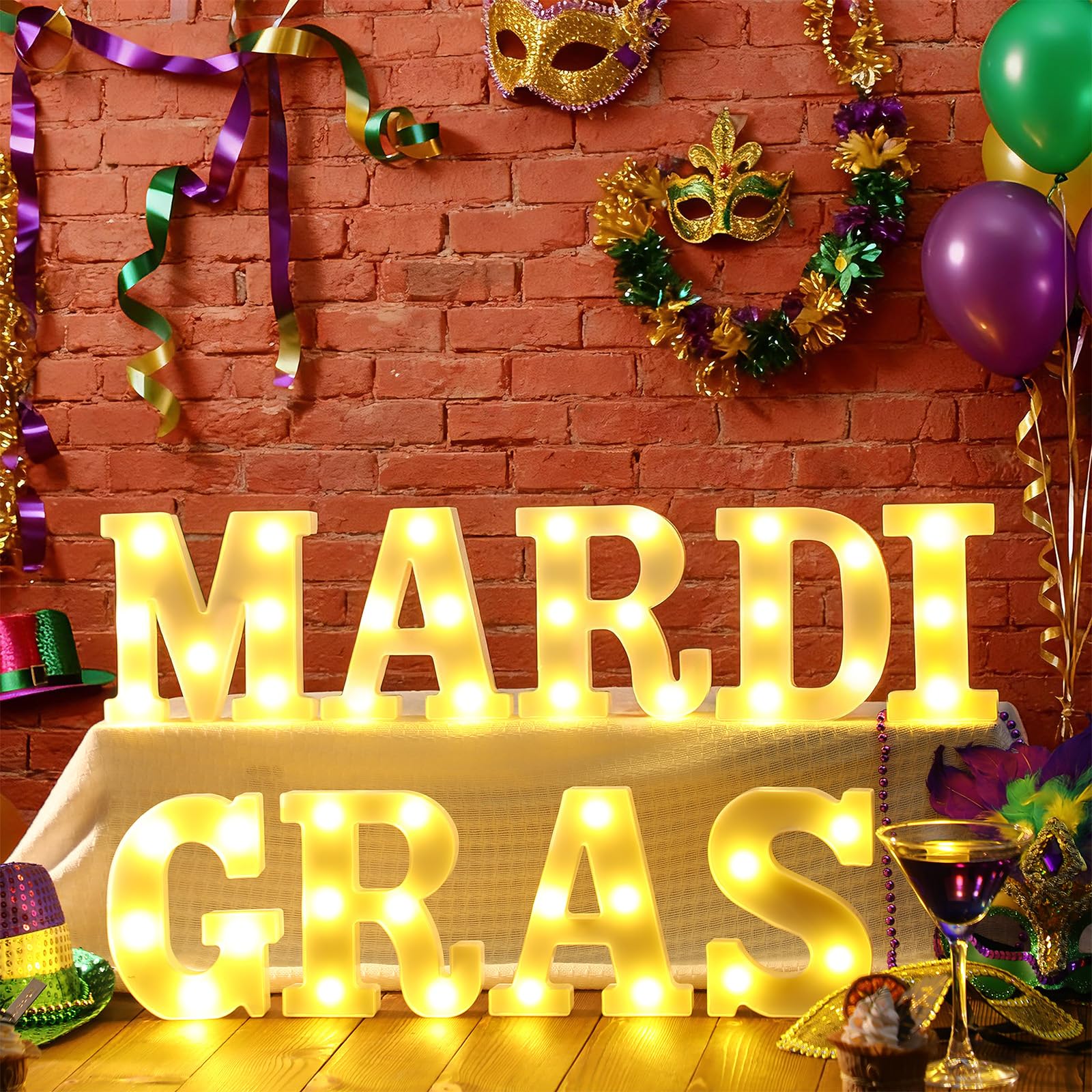 11 Pcs Happy Kwanzaa Large LED Letter Sign LED Lights Battery Powered Table Decorations for Party Favor Light Centerpiece Tabletop Decoration