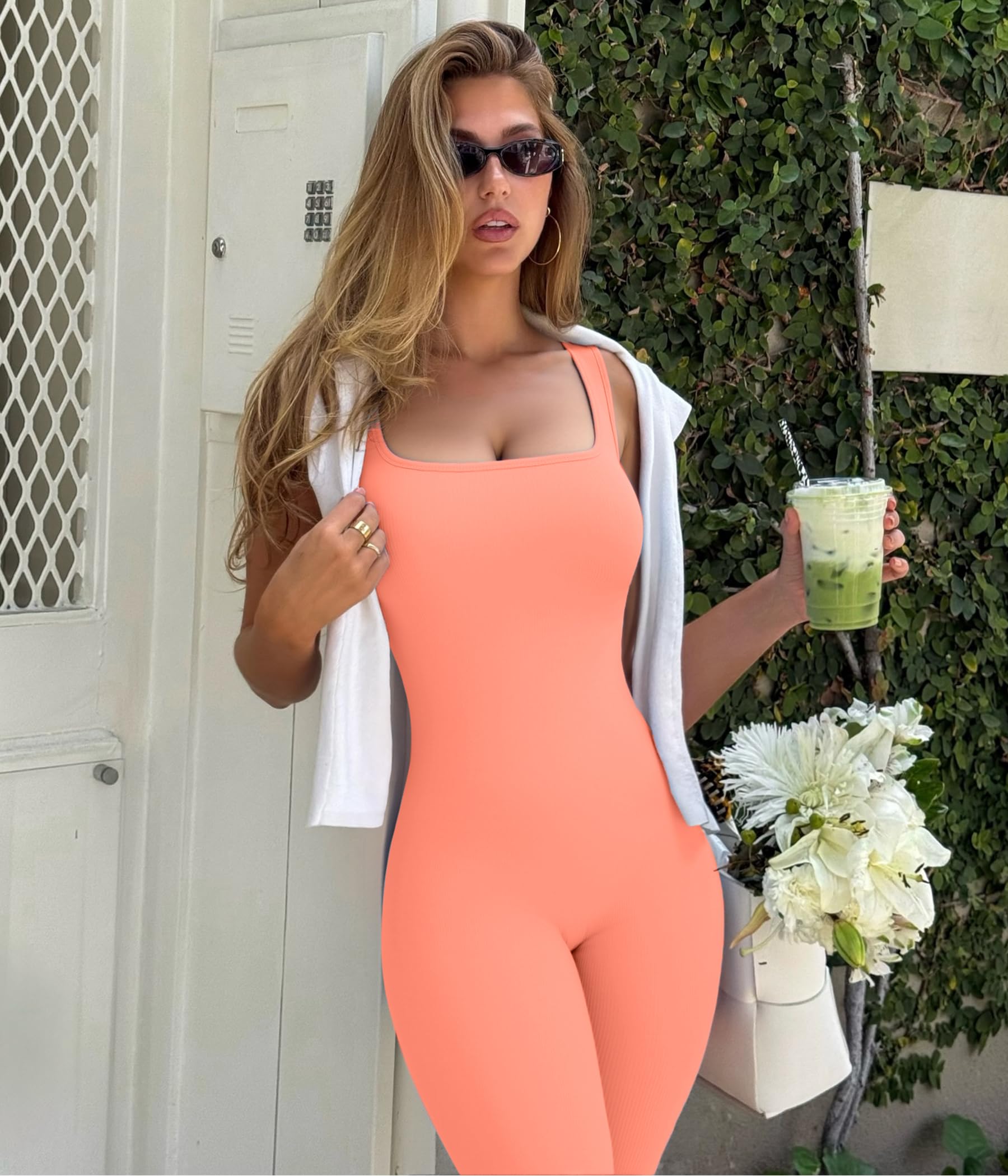 TrainingGirl One Piece Jumpsuits for Women Summer Workout Yoga Gym Rompers - Casual Cute Sleeveless Bodysuits Tank Top