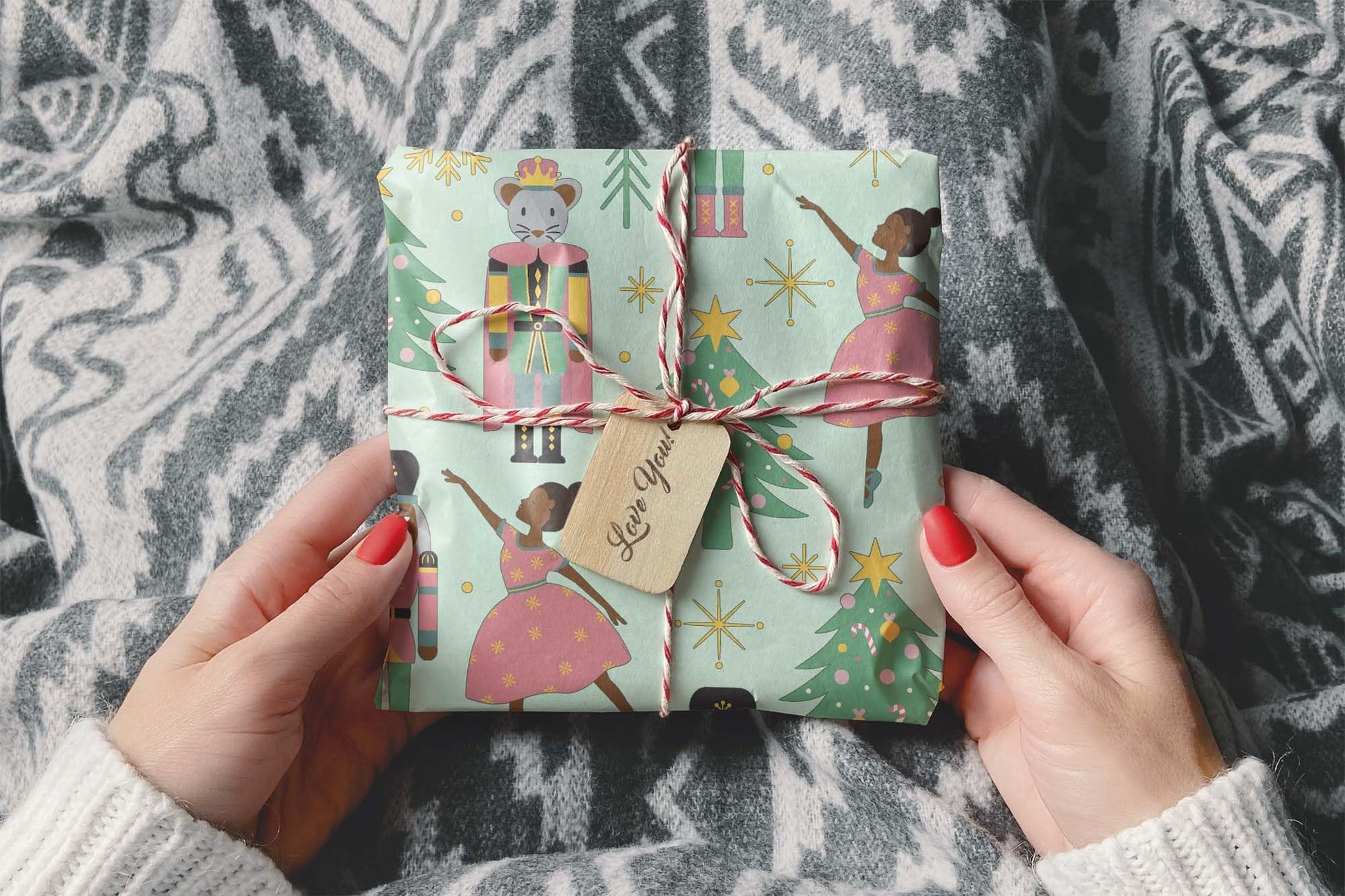 Elegant African American Nutcracker Wrapping Paper, Premium Christmas Black Ballet Dancer Gift Wrap, Inclusive X-Mas Holiday Party Decoration Decor (One 20 inch x 30 inch sheet)