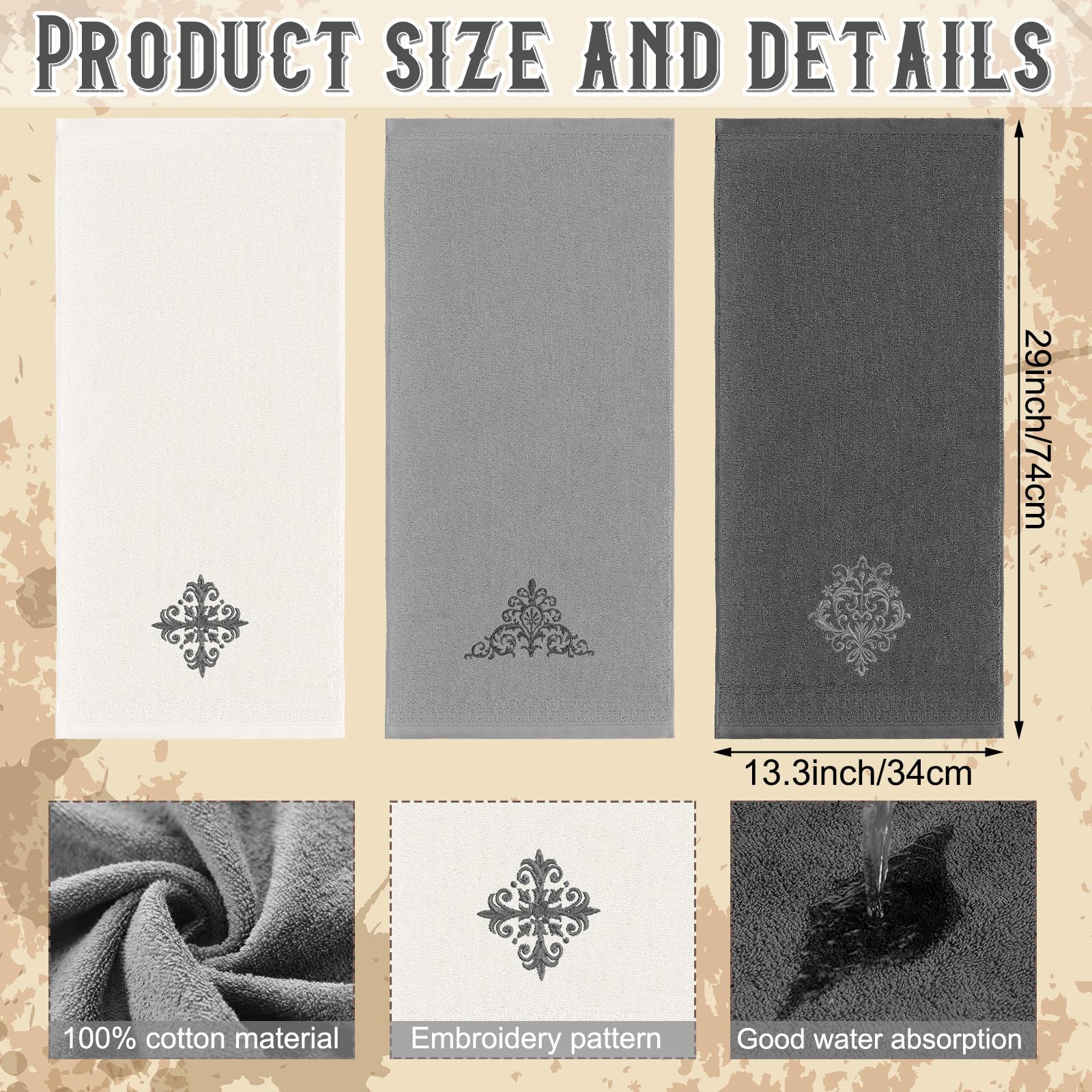 3 Pcs African Woman Hand Towels Black Girl African American Bathroom Home Decor Boho Decorative Farmhouse 100% Cotton Embroidered Towels for Bathroom Kitchen 13. 3 x 29. 5''