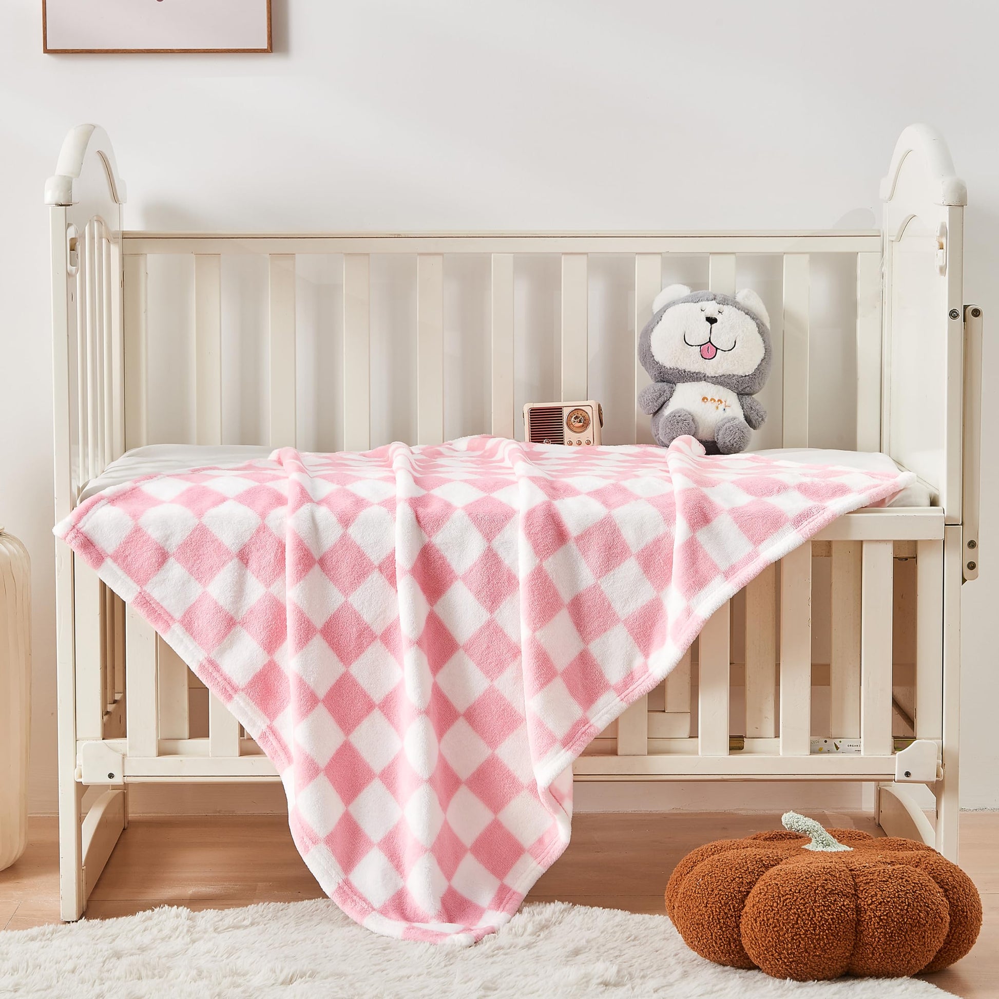 Yurhap Checkered Baby Blanket Fleece Baby Blankets Neutral for Boys Girls, Super Soft Warm Lightweight Infant Toddler Newborn Receiving Blankets for Crib Stroller, 30''x40'', Khaki