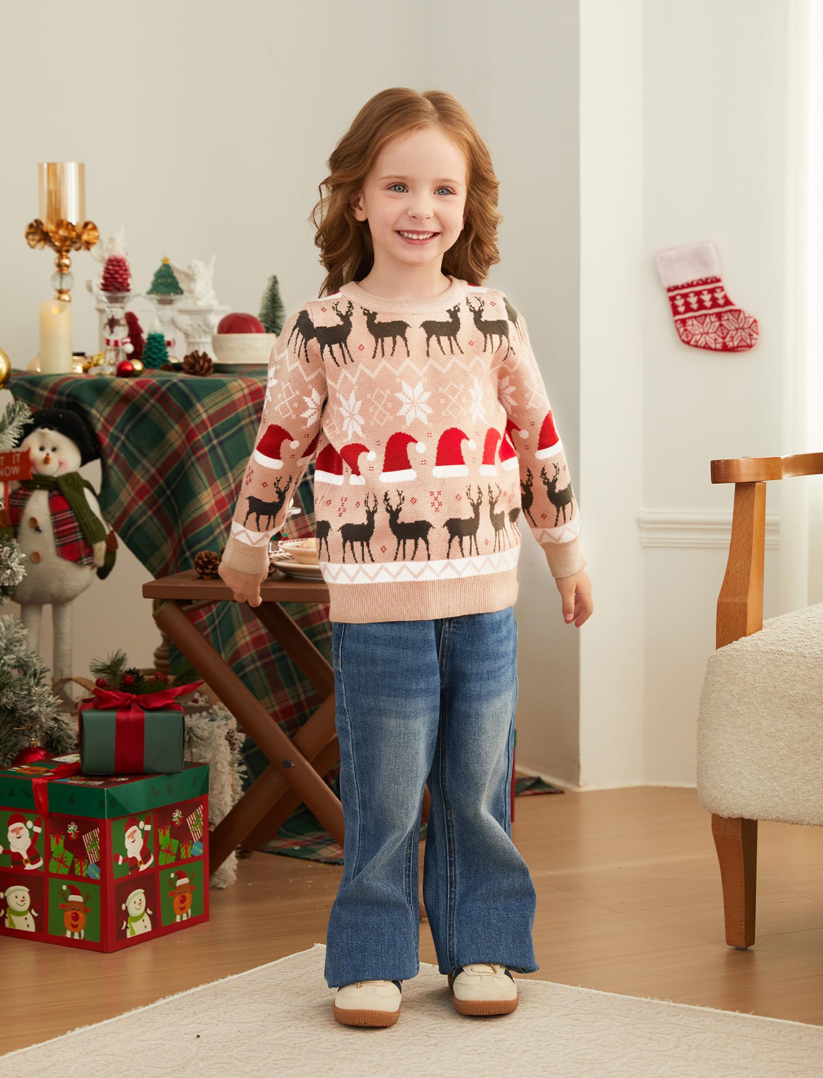 PATPAT Christmas Sweater Family Set Long Sleeve Knit Sweater Holiday Xmas Knitted Pullover