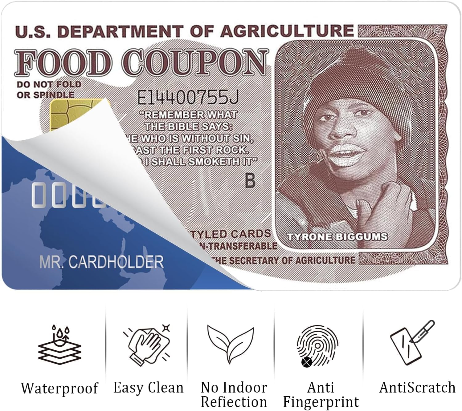 4Pcs Tyrone Biggums Food Coupon Credit Card Sticker, Debit Card Skin Cover, Personalized Food Coupon Debit Card Skin Cover, Waterproof Credit Card Skins Credit Card Covers Skin