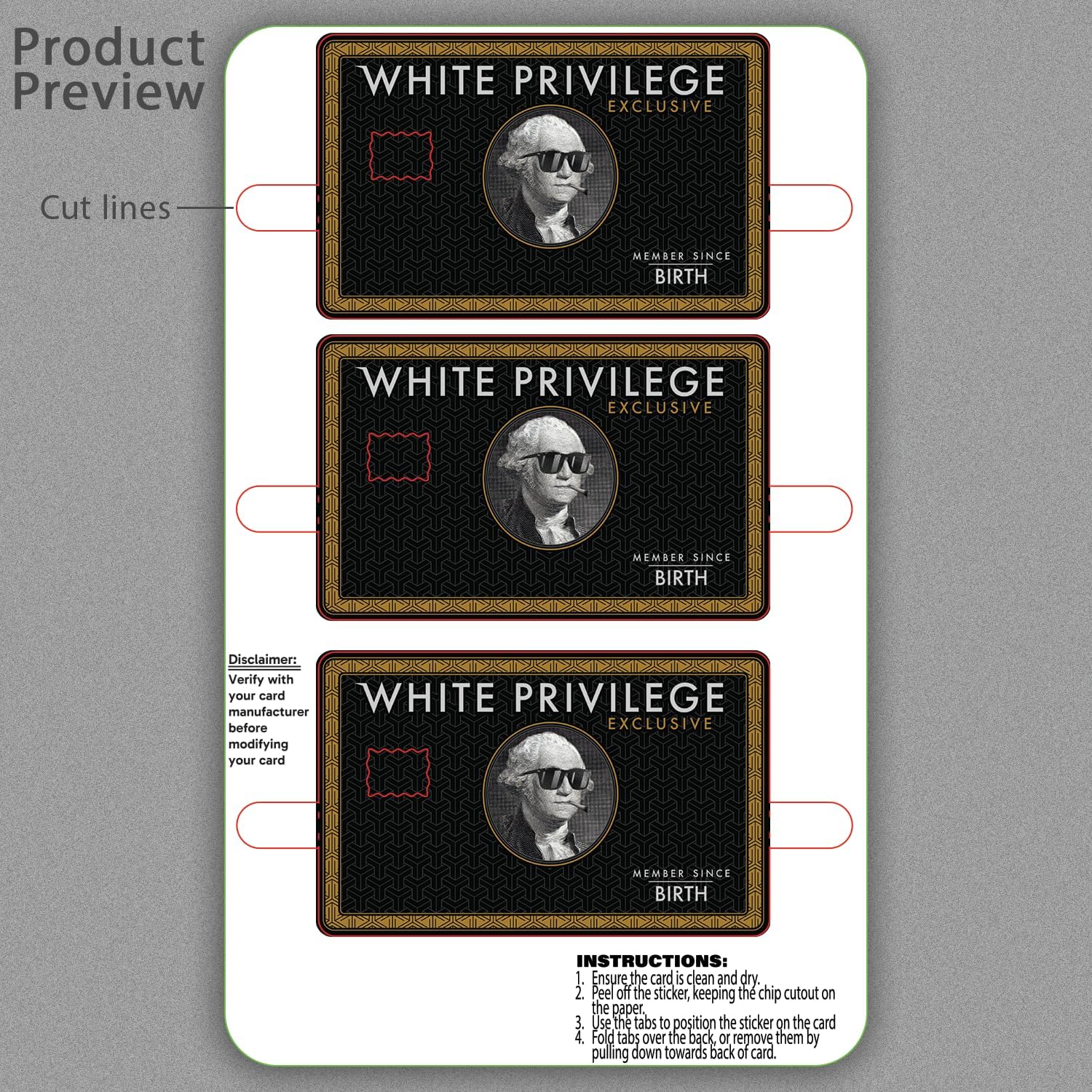 KCD White-Privile_ge Credit Card Skin Sticker Cover Decal Wrap 3-Pack – Durable Vinyl Stickers for Cards – CCS027