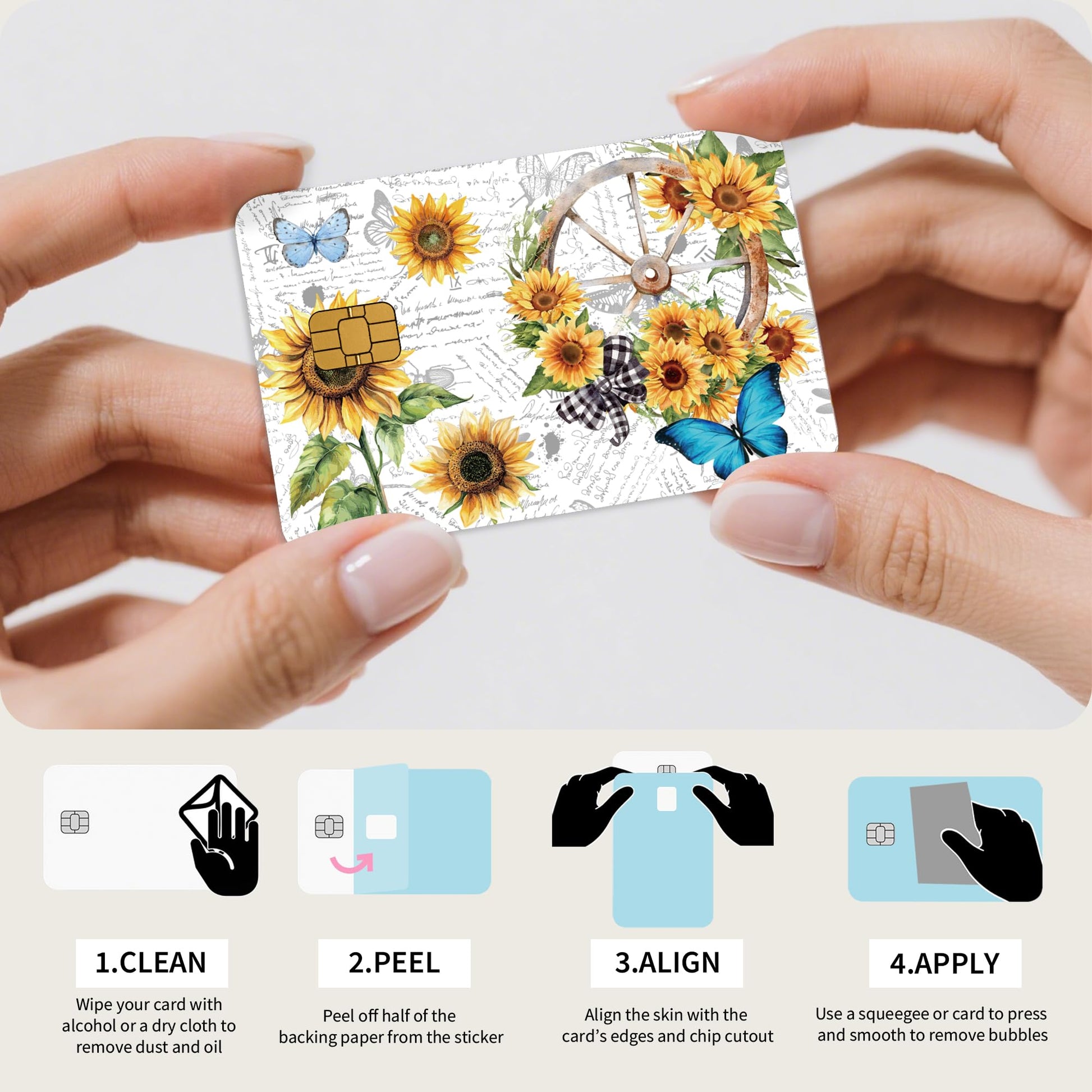 Credit Card Skin Stickers: 4PCS Scenic Mountain Debit Card Skins, Chinoiserie Landscape Cards Covers with Chip Cutout, Waterproof Removable Sticker Wraps for Bank Transportation Key Cards