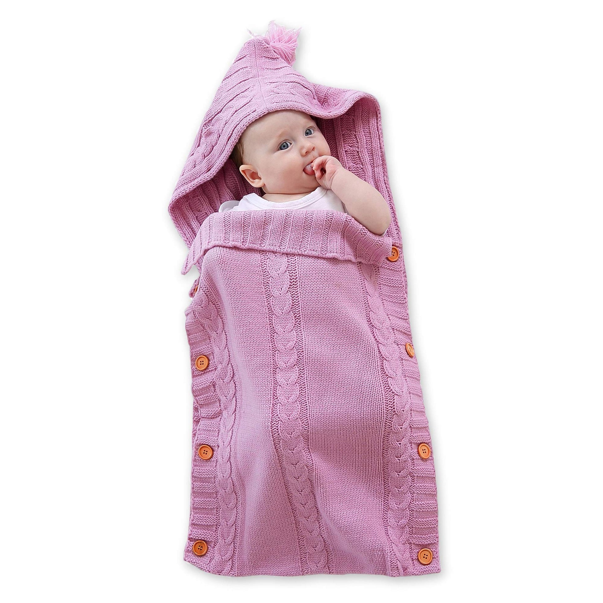 XMWEALTHY Newborn Baby Wrap Swaddle Blanket Knit Sleeping Bag Sleep Sack Stroller Wrap for Baby(Beige) (0-6 Month)