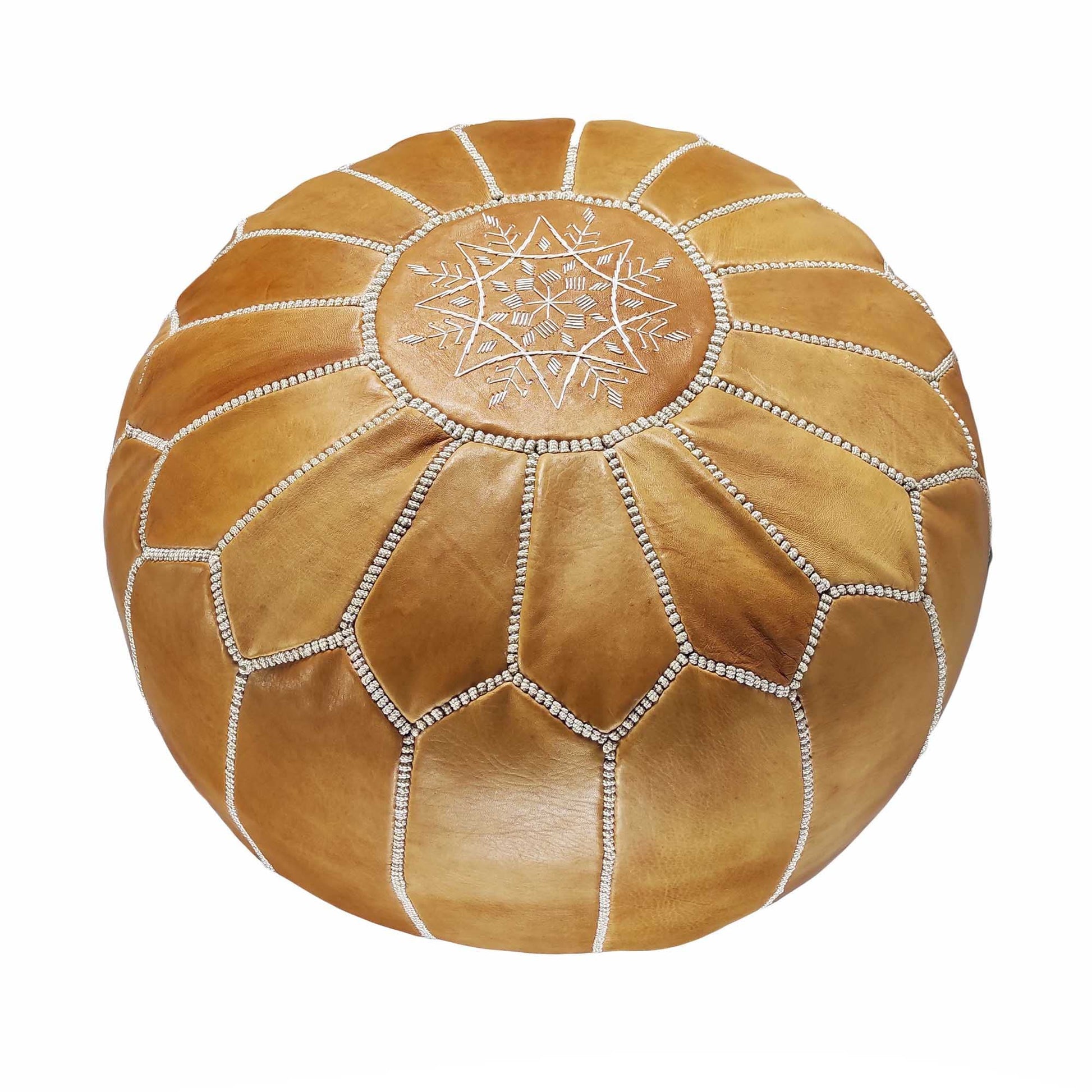 Fezcrafts Genuine Leather Moroccan Ottoman unstuffed Moroccan Pouf Footresf Livin Room Cocktail Seats Goatskin Tribal Bohemian Home Decor (Black)