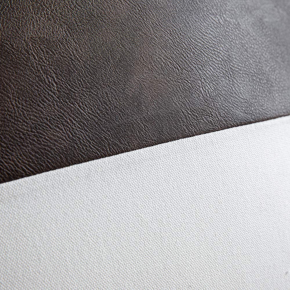 DEZENE Leather Throw Pillow Covers, Set of 2 Modern Leather/Cotton Decorative Pillowcases for Home Decor Bedroom Living Room Couch Bed Sofa, 18x18 Inch, Cognac-Brown and White