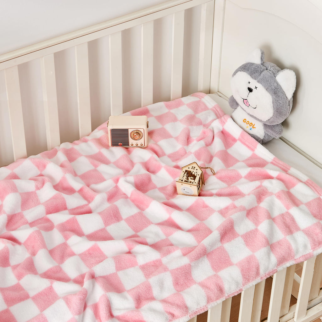 Yurhap Checkered Baby Blanket Fleece Baby Blankets Neutral for Boys Girls, Super Soft Warm Lightweight Infant Toddler Newborn Receiving Blankets for Crib Stroller, 30''x40'', Khaki