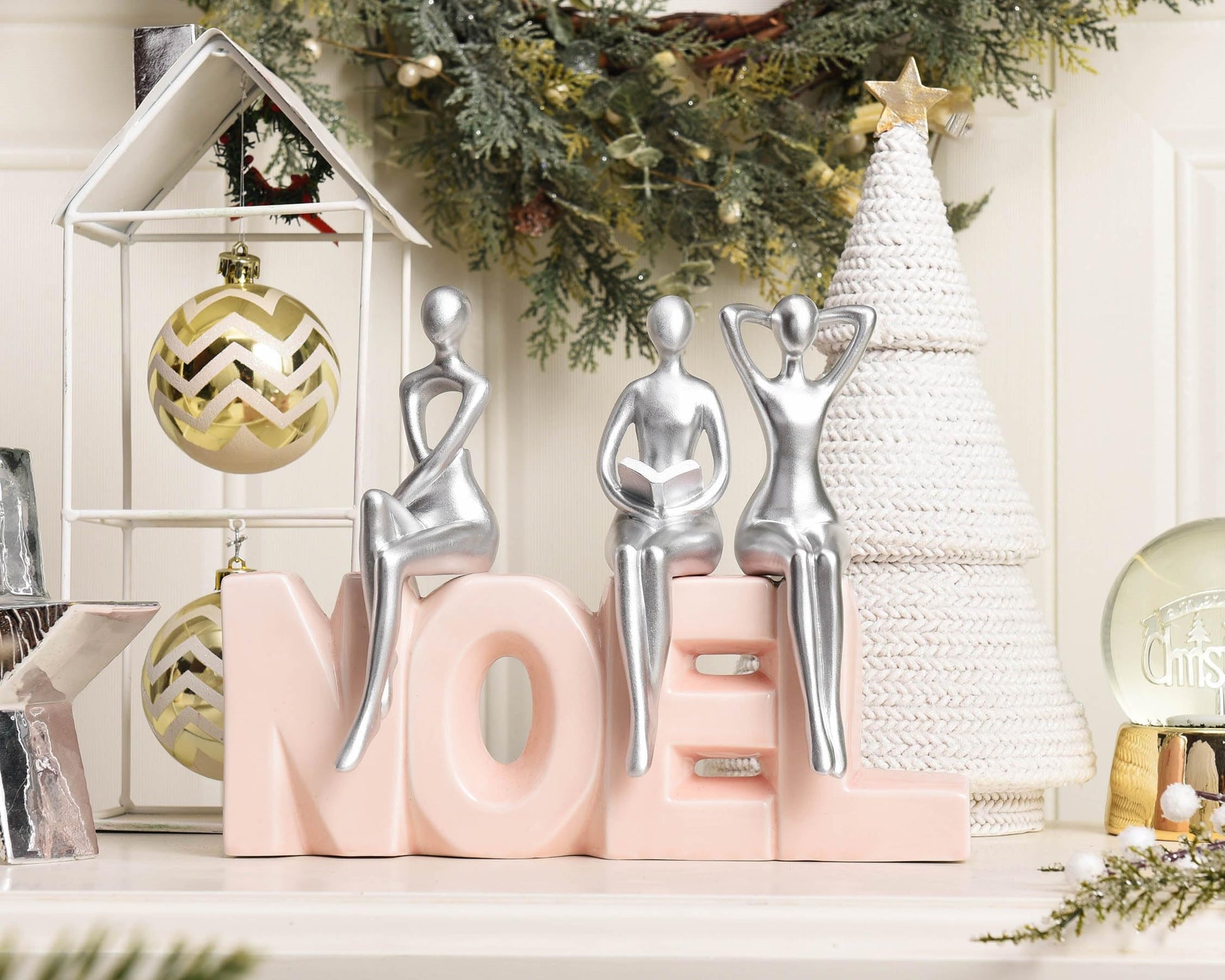 Quoowiit Gold Decor Thinker Statue Decor Book Shelf Decor, Abstract Statue Ornament Office Decor Modern Home Decor Decorations for Living Room Collectable Figurines Coffee Table Decor 3 Piece