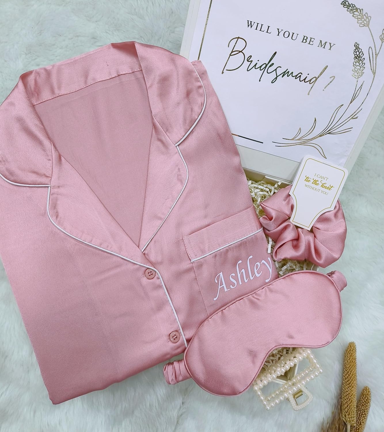 Bridesmaid Proposal Gift Box with Pajama Set, Personalized Proposal Box with Satin Pajamas, Will You Be My Bridesmaid