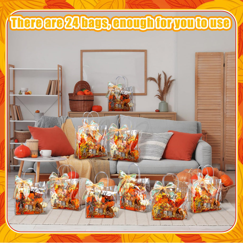 Motipuns 24 Pcs Christmas Clear PVC Gift Bags with Handles and Ribbon African American Black Santa Claus Party Favor Reusable Plastic Candy Treat Tote Bags for Merry New year Xmas Birthday Supplies