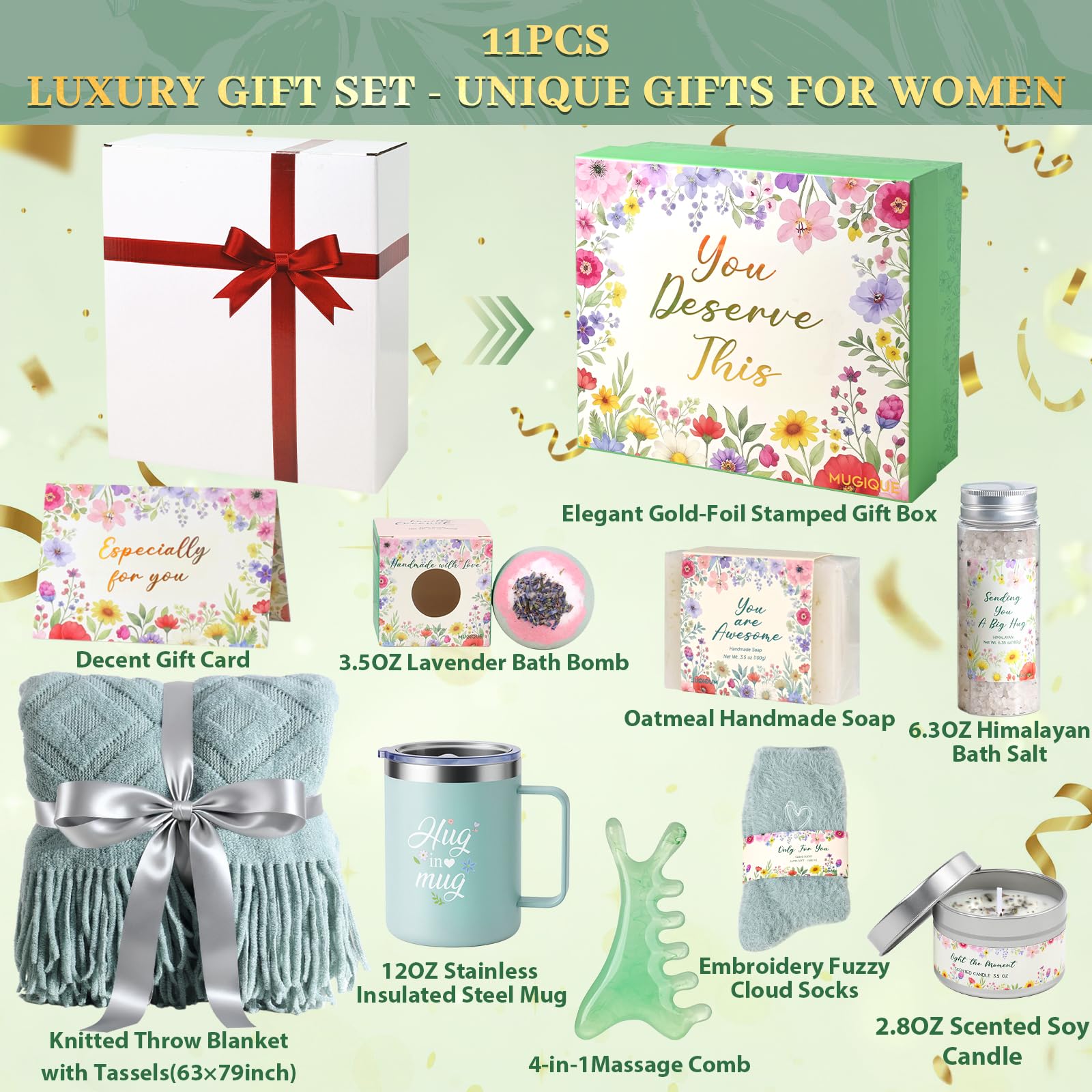 Self Care Gifts for Women Get Well Soon Gift Baskets,Christmas Birthday Gifts for Women Spa Care Package,Thank You Thinking of You Sympathy Gift Box for Mom, Her, Friend, Sister, Wife