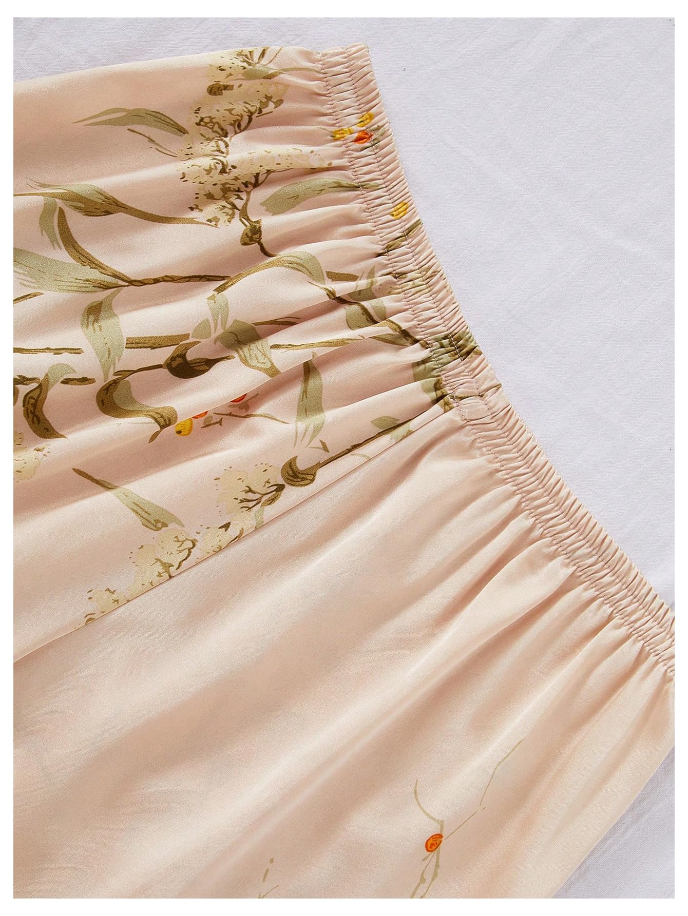 GORGLITTER Women's 5 Piece Floral Print Satin Pajama Set Nightgown Robe Cami Shorts Sleepwear with Storage Bag