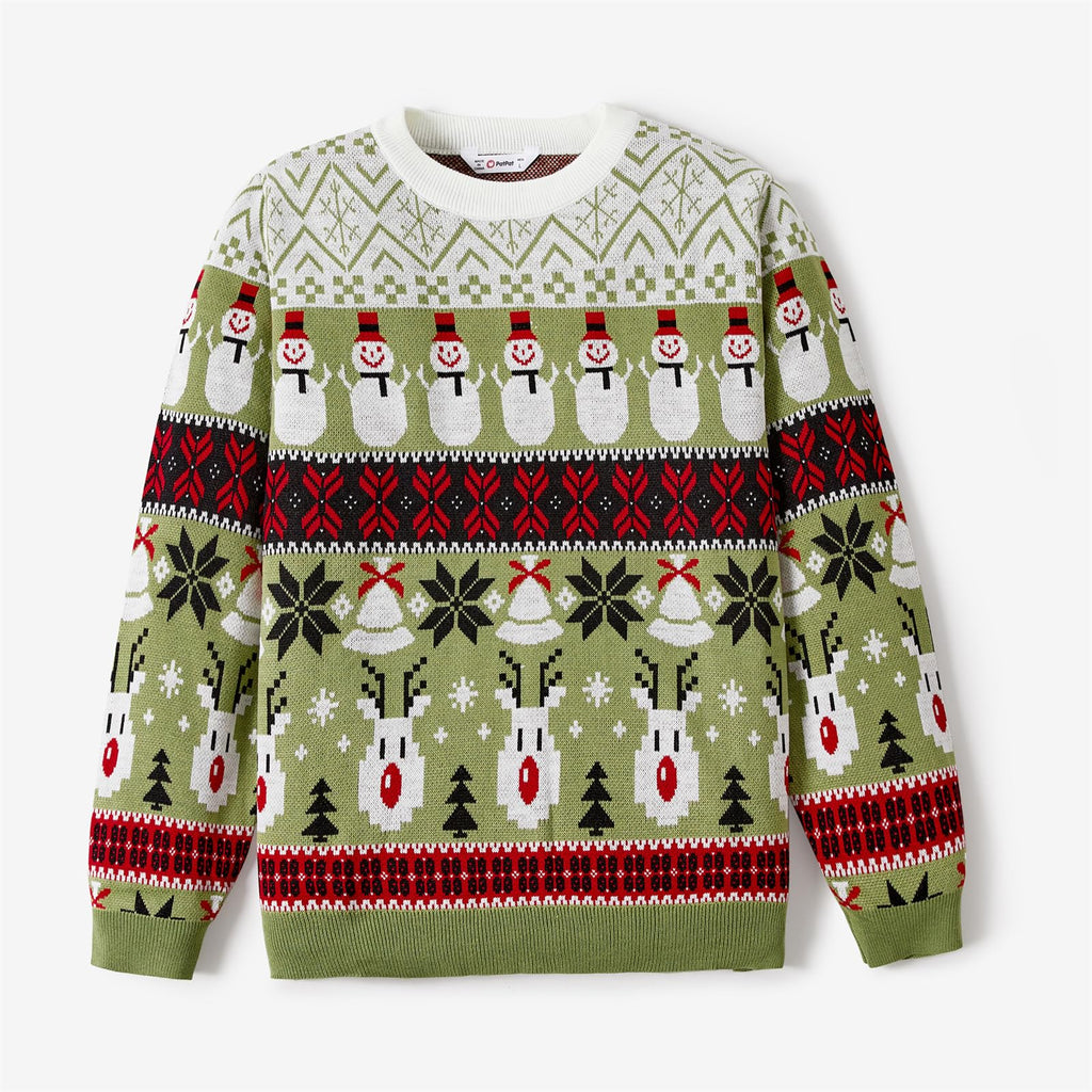 PATPAT Christmas Sweater Family Set Long Sleeve Knit Sweater Holiday Xmas Knitted Pullover