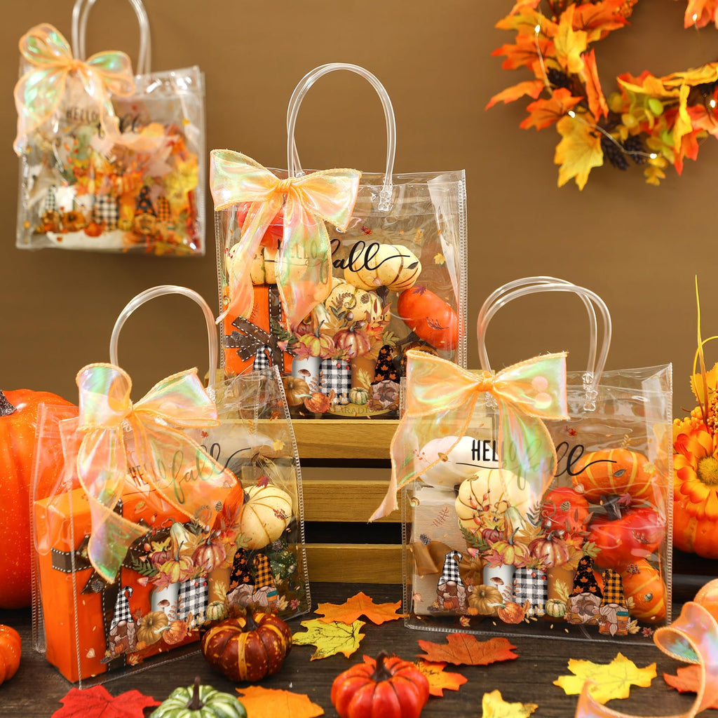 Motipuns 24 Pcs Christmas Clear PVC Gift Bags with Handles and Ribbon African American Black Santa Claus Party Favor Reusable Plastic Candy Treat Tote Bags for Merry New year Xmas Birthday Supplies