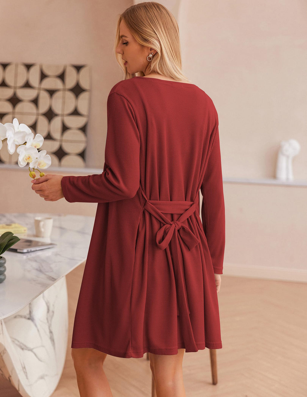 Ekouaer Womens 3 Piece Waffle Knit Lounge Set Soft Pajama Sets Tank Top and Shorts Cardigan with Pockets S-XXL