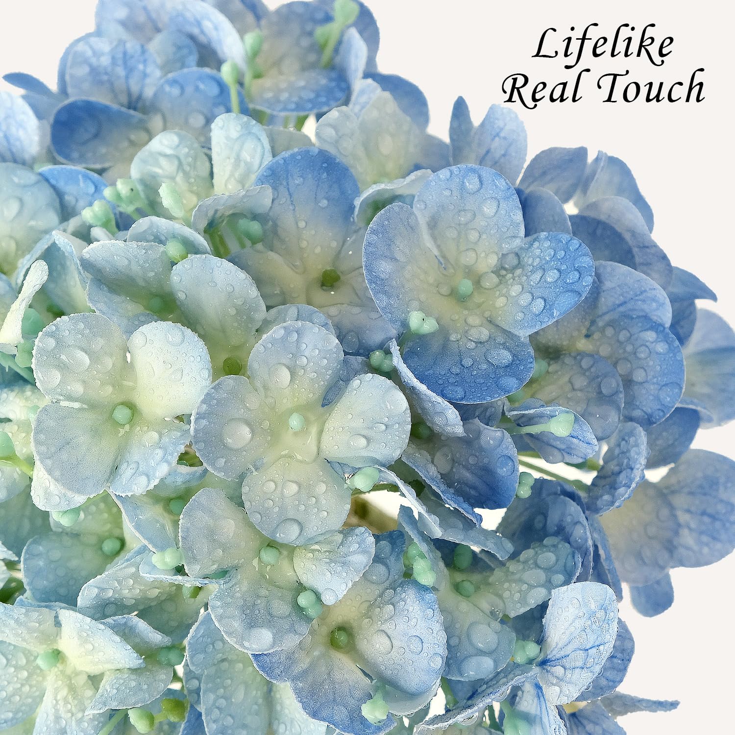 Light Blue Hydrangea Artificial Flowers,4Pcs 20" Real Touch Lifelike Silk Artificial Hydrangeas, Full Fake Flowers for Bouquet Table Centerpieces Spring Wedding Indoor Home
