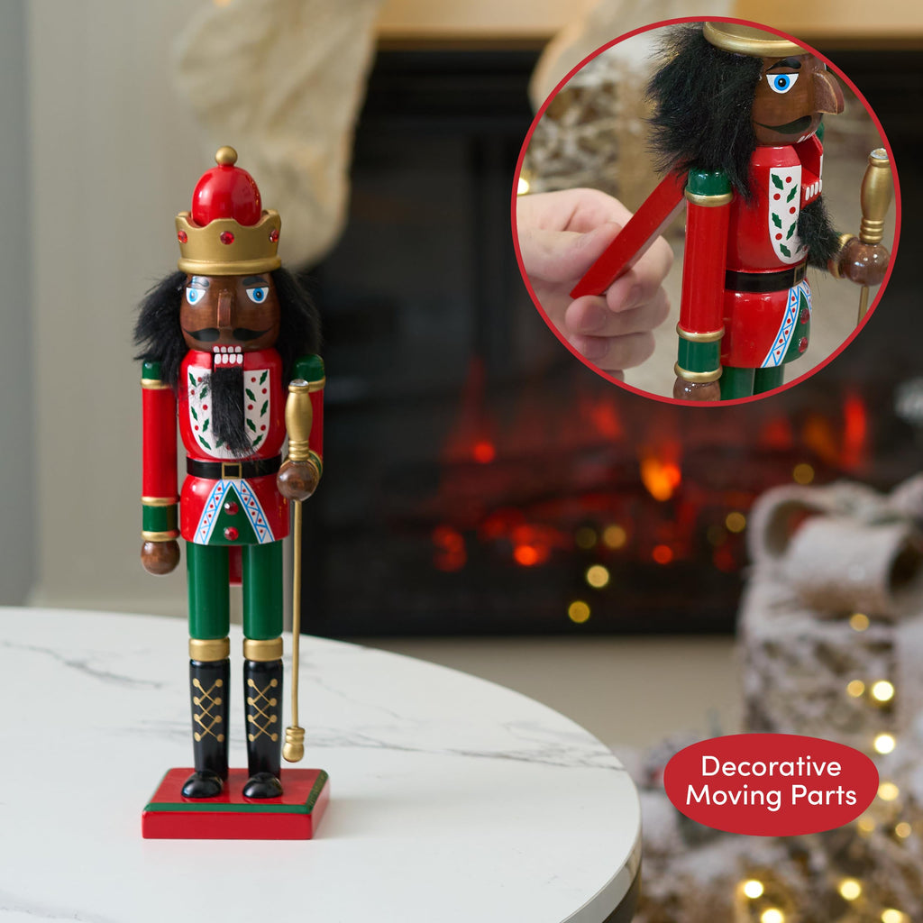 THE TWIDDLERS 12-Inch Wooden Nutcracker Christmas Decor African American King Soldier - Decorative Christmas Nutcracker Figures, Nutcracker Christmas Decorations, Cascanueces de Navidad with Gift Box