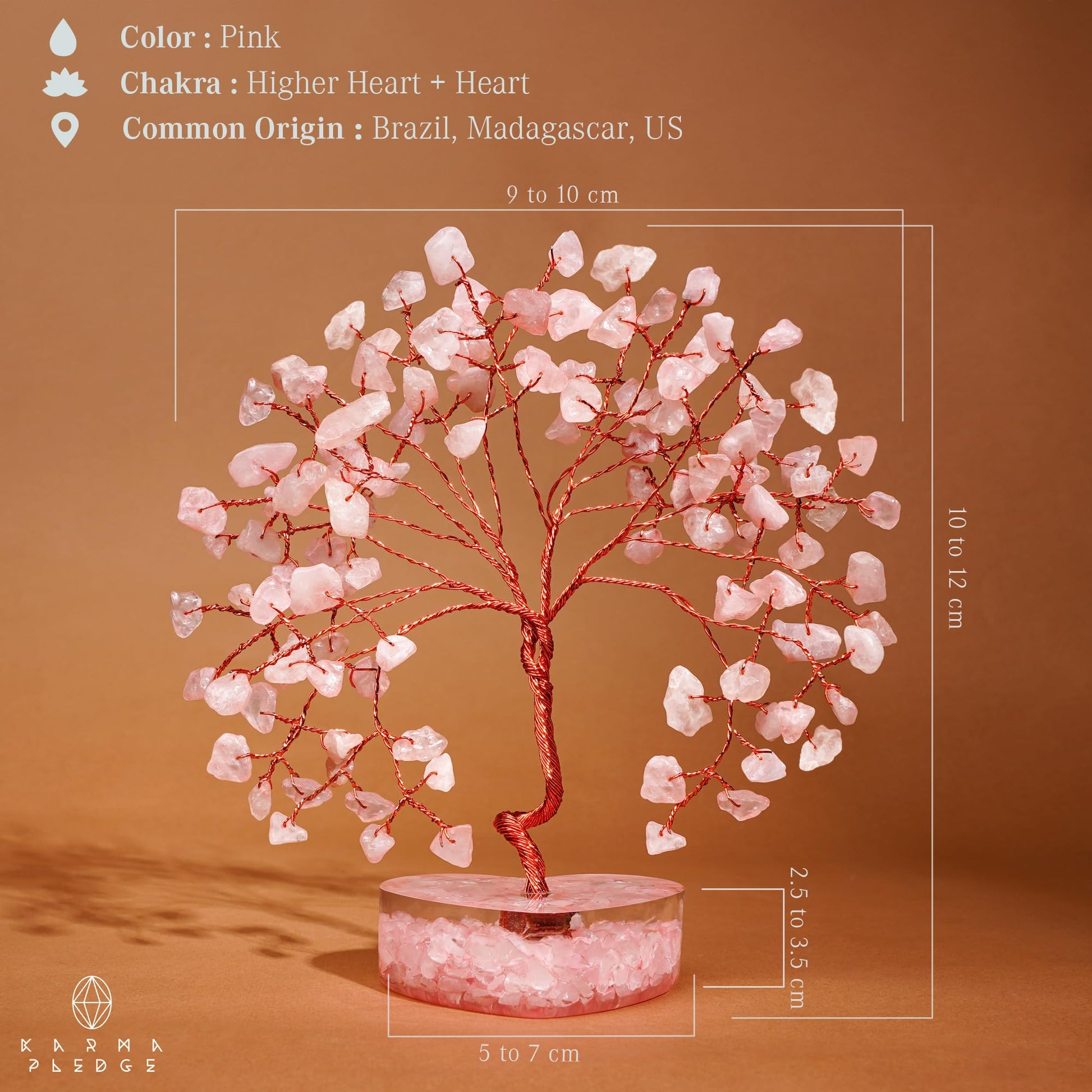 Rose Quartz Crystal Trees for Home Decor, Office Desk Decoration, Chakra Healing Crystals and Stone for Positive Energy, Money, Good Luck, Tree of Life Spiritual Birthday Gifts for Women and Mom