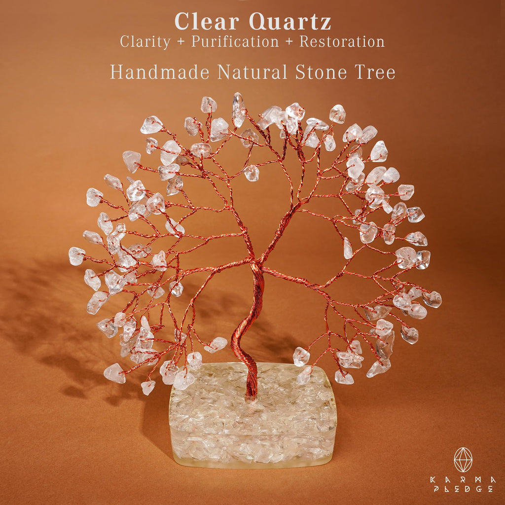 Rose Quartz Crystal Trees for Home Decor, Office Desk Decoration, Chakra Healing Crystals and Stone for Positive Energy, Money, Good Luck, Tree of Life Spiritual Birthday Gifts for Women and Mom