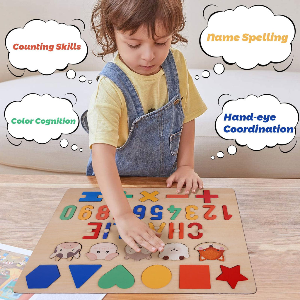 Personalized Name Puzzle for Kids, Personalized Baby Gifts Custom Name Puzzles for Toddlers 1-3 Animal Puzzle, Customized 1st Birthday for Girls & Boys Wooden Puzzle Montessor Toys for Kids