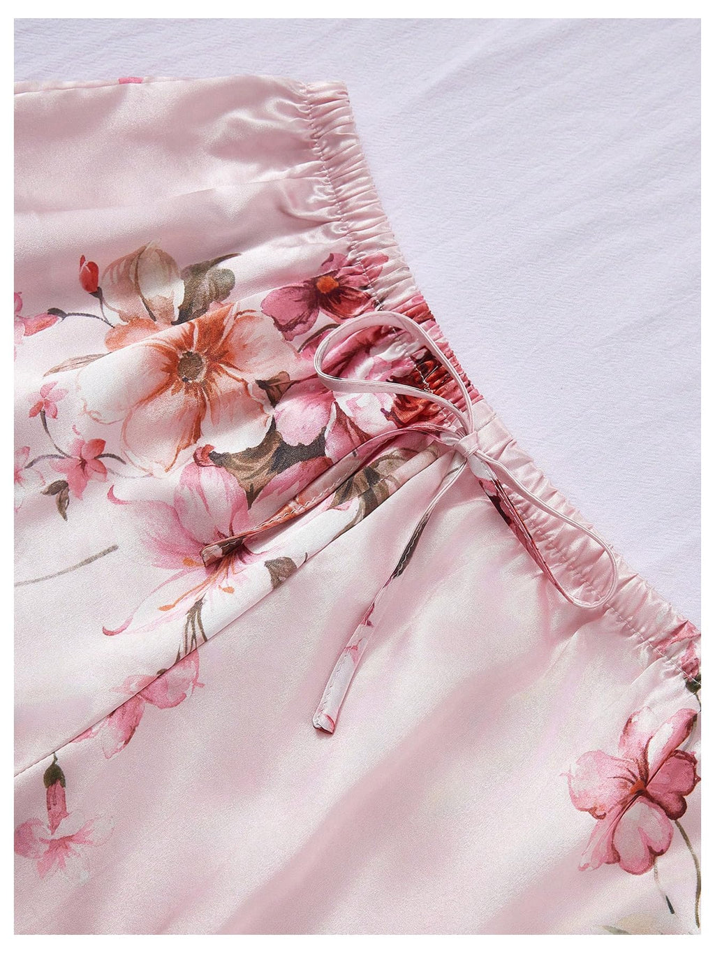 GORGLITTER Women's 5 Piece Floral Print Satin Pajama Set Nightgown Robe Cami Shorts Sleepwear with Storage Bag