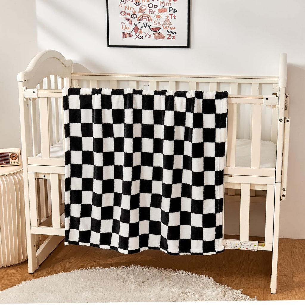Yurhap Checkered Baby Blanket Fleece Baby Blankets Neutral for Boys Girls, Super Soft Warm Lightweight Infant Toddler Newborn Receiving Blankets for Crib Stroller, 30''x40'', Khaki