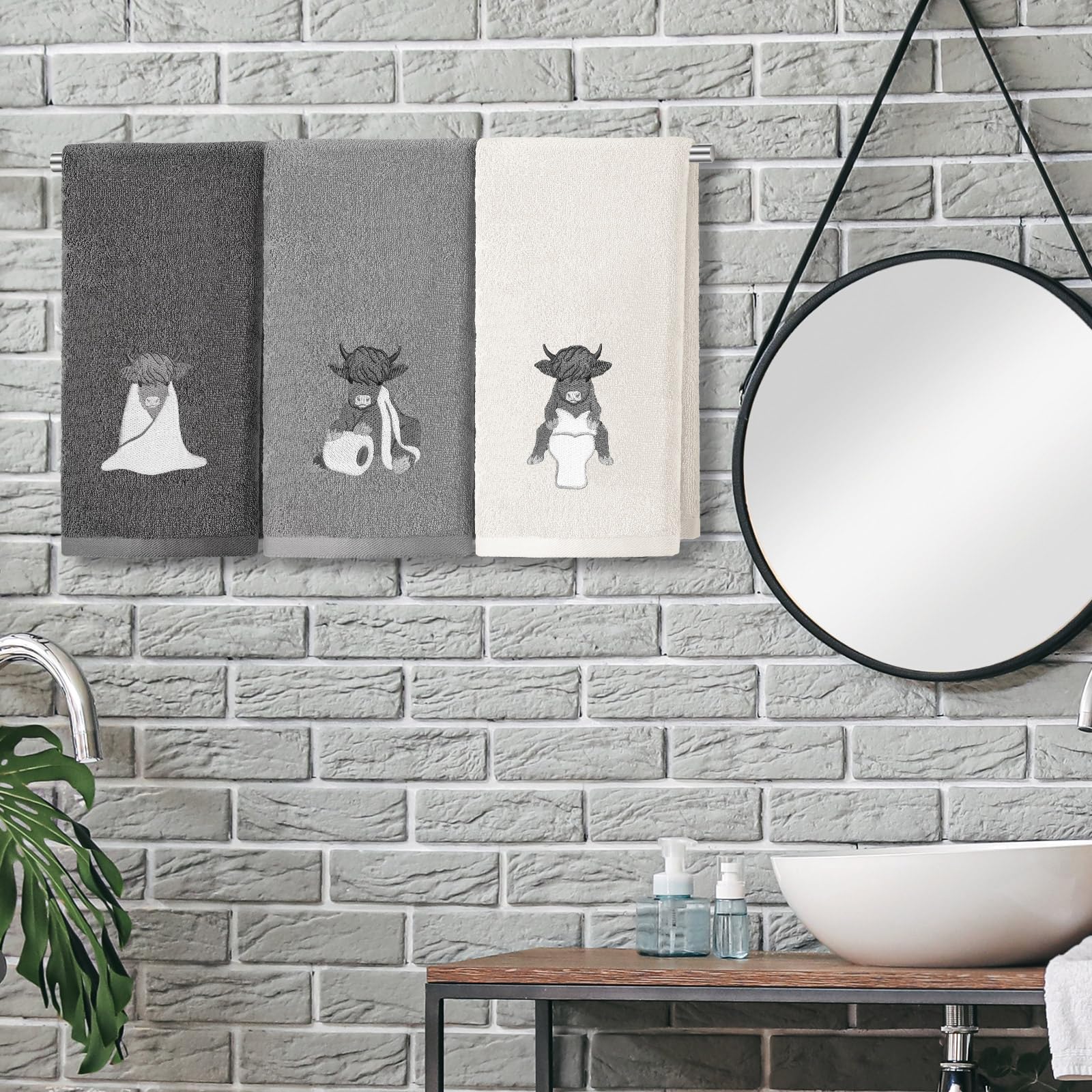 3 Pcs African Woman Hand Towels Black Girl African American Bathroom Home Decor Boho Decorative Farmhouse 100% Cotton Embroidered Towels for Bathroom Kitchen 13. 3 x 29. 5''