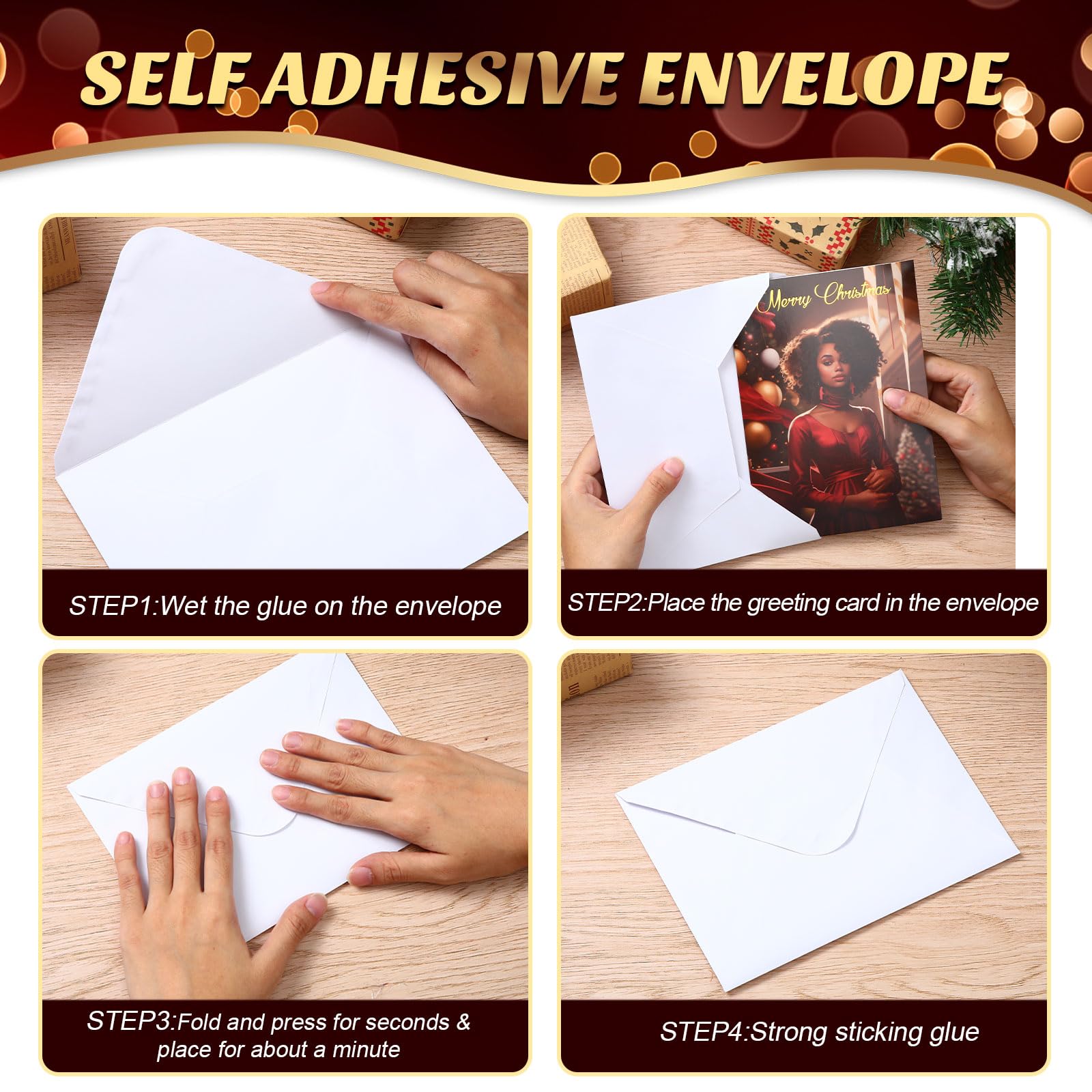 Zhanmai 100 Sets Black Christmas Cards African American Black Religious Cards with Envelopes for Christmas Supplies(Vintage)