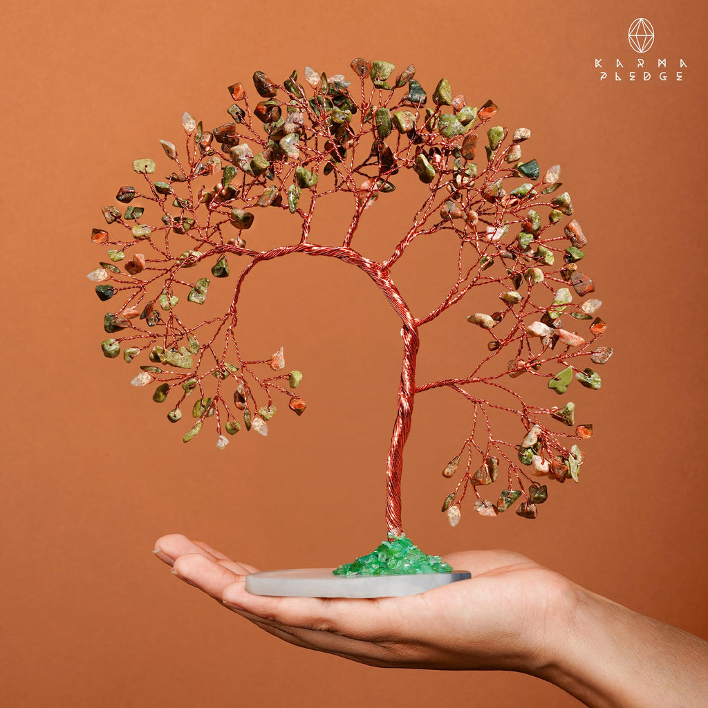 Crystal Tree of Life 7 Chakra Healing Crystals Trees for Home Decor, Office Desk Decor, Boho Decor, Handmade Bonsai Trees for Positive Energy, Money, Good Luck Birthday Gifts for Women, Mom