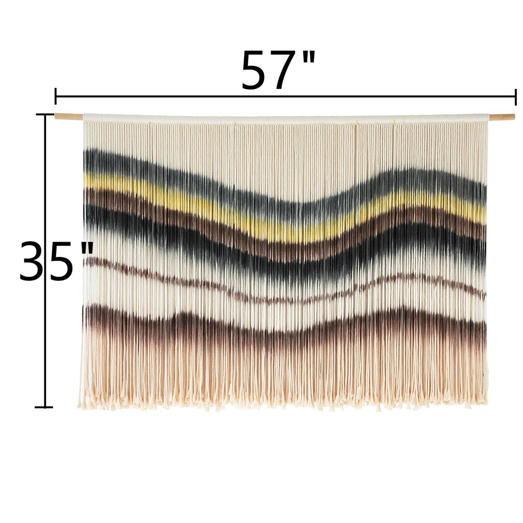 Flber Macrame Wall Hanging Tie-Dye Geometric Decor Large Scale Wall Art Statement Bohemian Yarn Tapestry Home Wall Decor 59''W*35''L