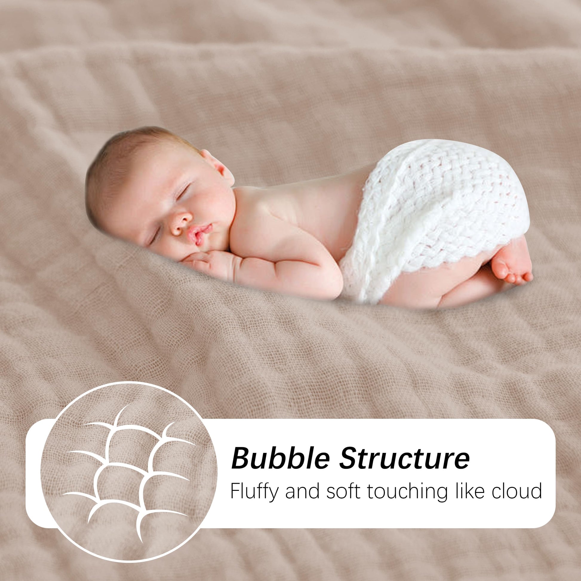 SWEET DOLPHIN Muslin Hooded Baby Bath Towels - 2 Pack 100% Cotton Towel for Babies, Infants, Toddlers - 32x32Inch - Highly Absorbent and Newborn Essential, Light Bean Paste