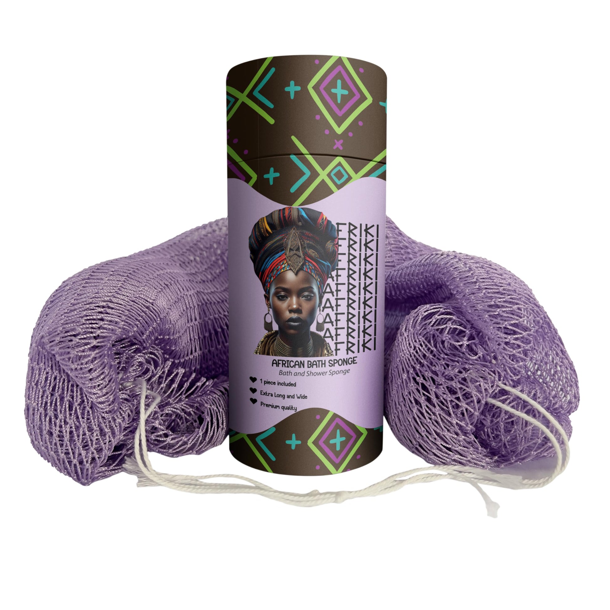 AFRIKI African Net Sponge – Exfoliating Body Scrubber, Black Owned & Rooted in Africa, All Skin Types | 45 in Long