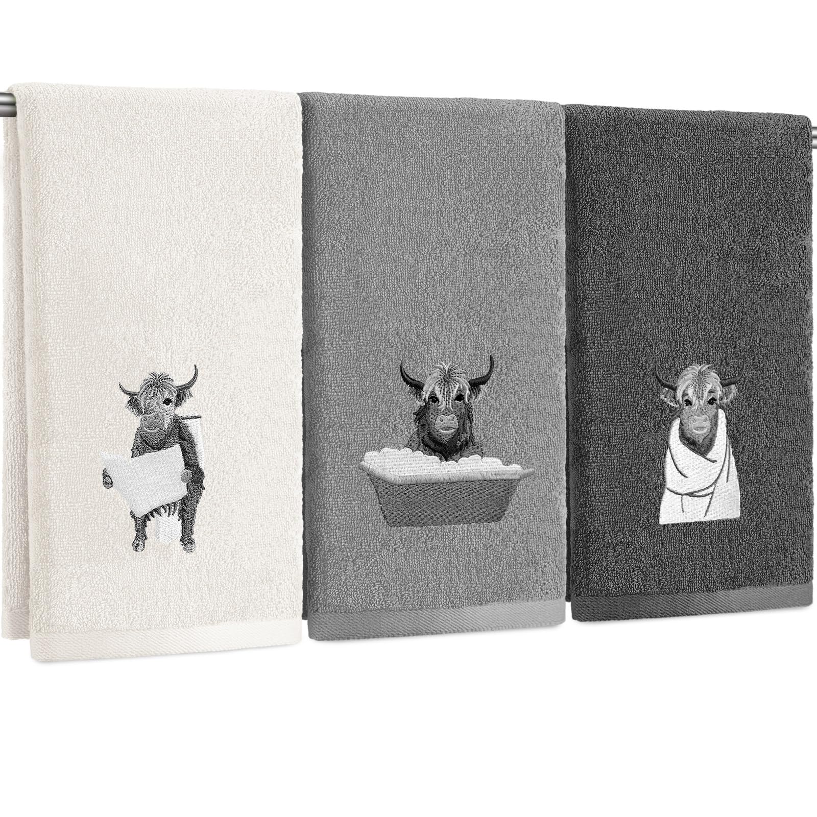 3 Pcs African Woman Hand Towels Black Girl African American Bathroom Home Decor Boho Decorative Farmhouse 100% Cotton Embroidered Towels for Bathroom Kitchen 13. 3 x 29. 5''