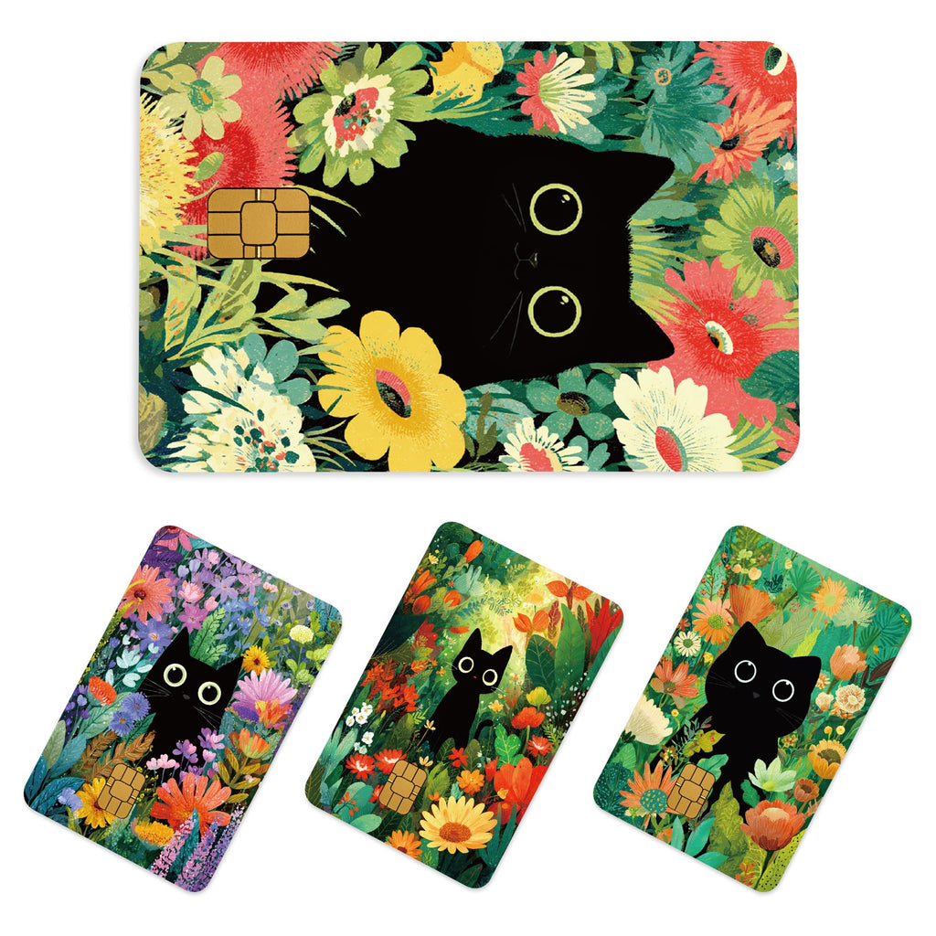 Credit Card Skin Stickers: 4PCS Scenic Mountain Debit Card Skins, Chinoiserie Landscape Cards Covers with Chip Cutout, Waterproof Removable Sticker Wraps for Bank Transportation Key Cards