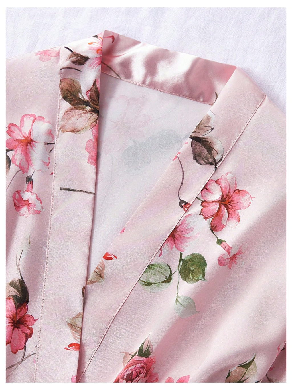 GORGLITTER Women's 5 Piece Floral Print Satin Pajama Set Nightgown Robe Cami Shorts Sleepwear with Storage Bag