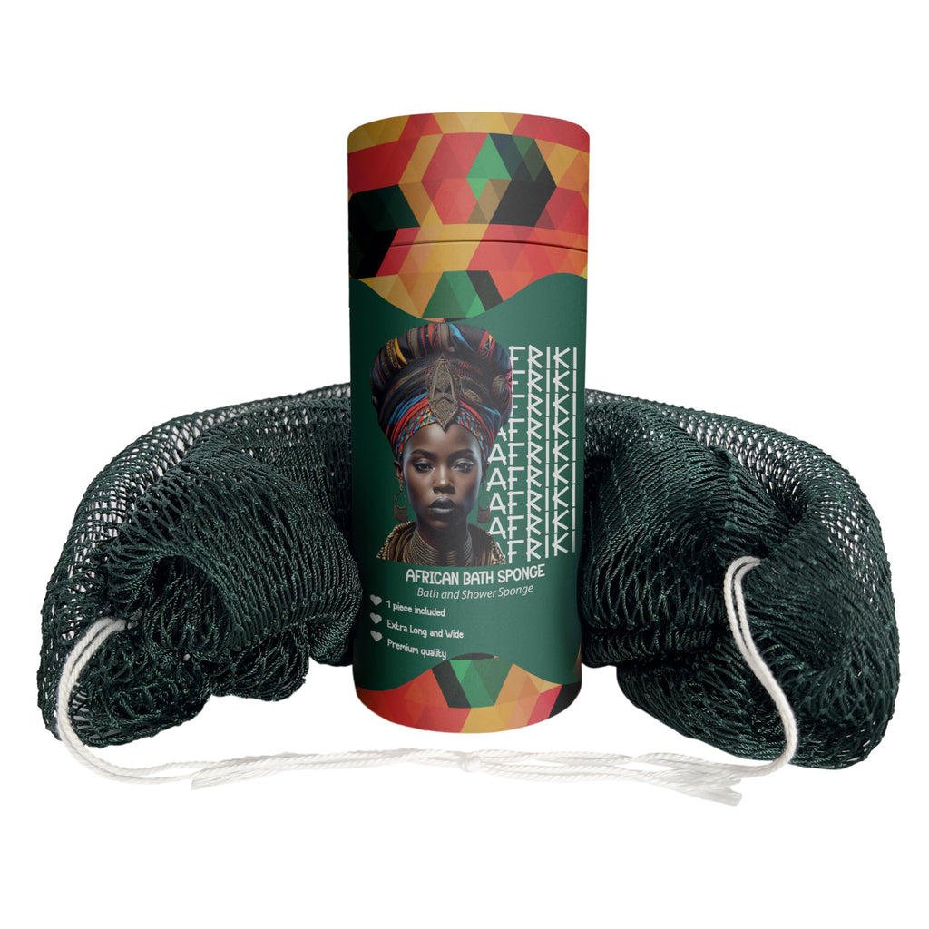 AFRIKI African Net Sponge – Exfoliating Body Scrubber, Black Owned & Rooted in Africa, All Skin Types | 45 in Long