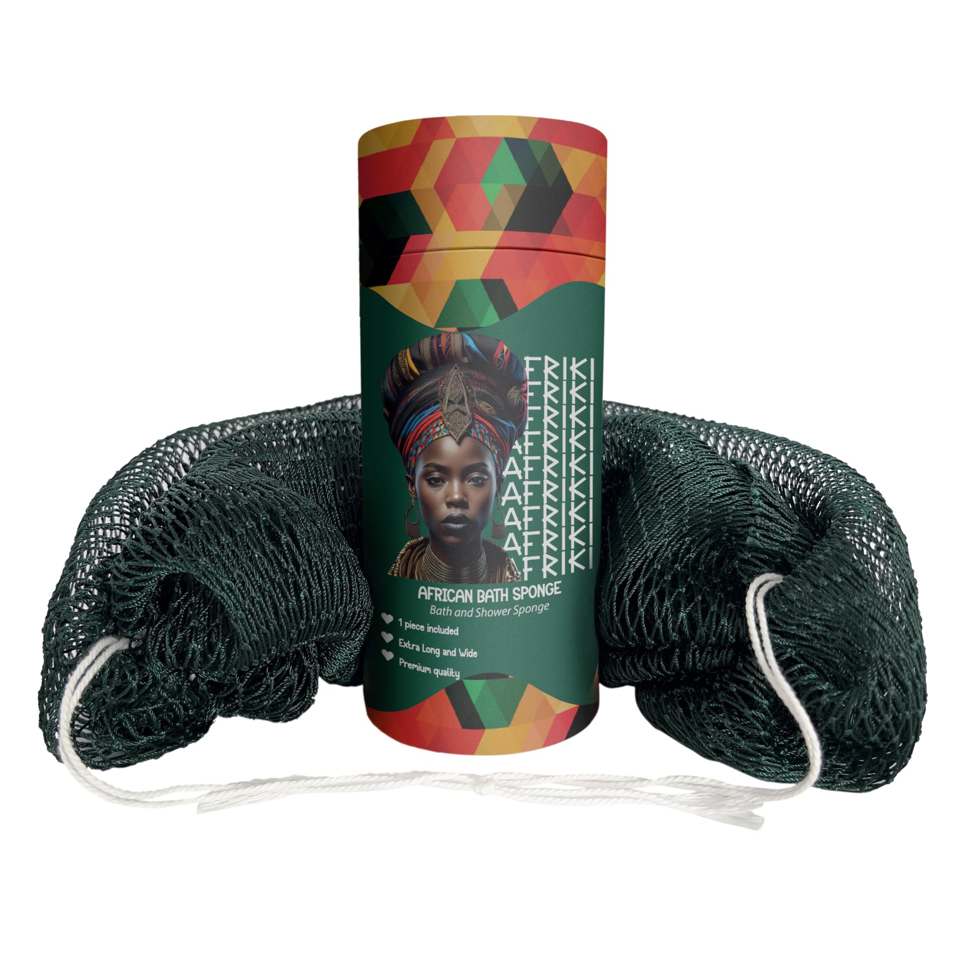 AFRIKI African Net Sponge – Exfoliating Body Scrubber, Black Owned & Rooted in Africa, All Skin Types | 45 in Long