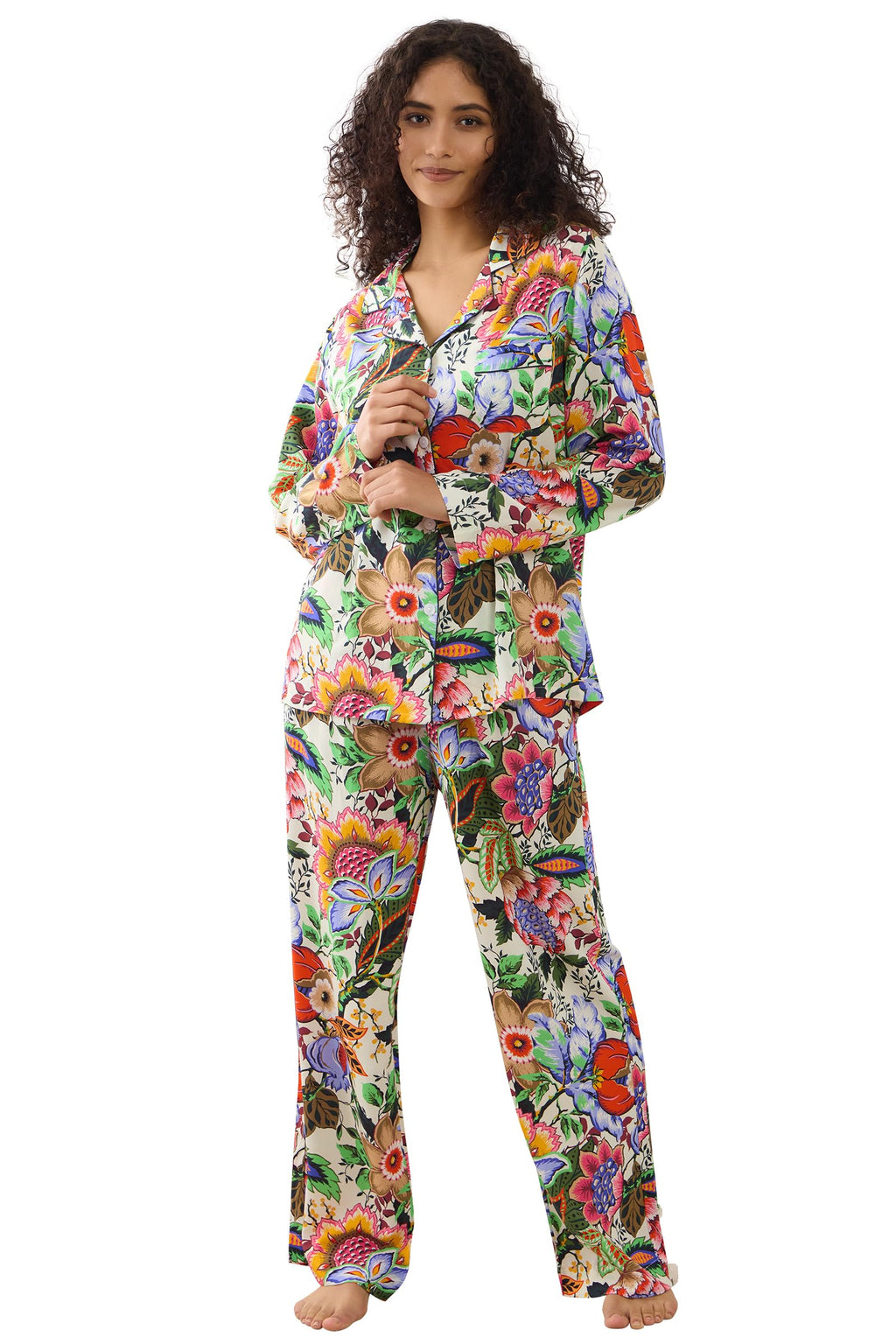 Womens Pajamas Set 2 Piece Long Sleeve Sleepwear Button Down Pjs Lounge Set Nightwear with Pockets