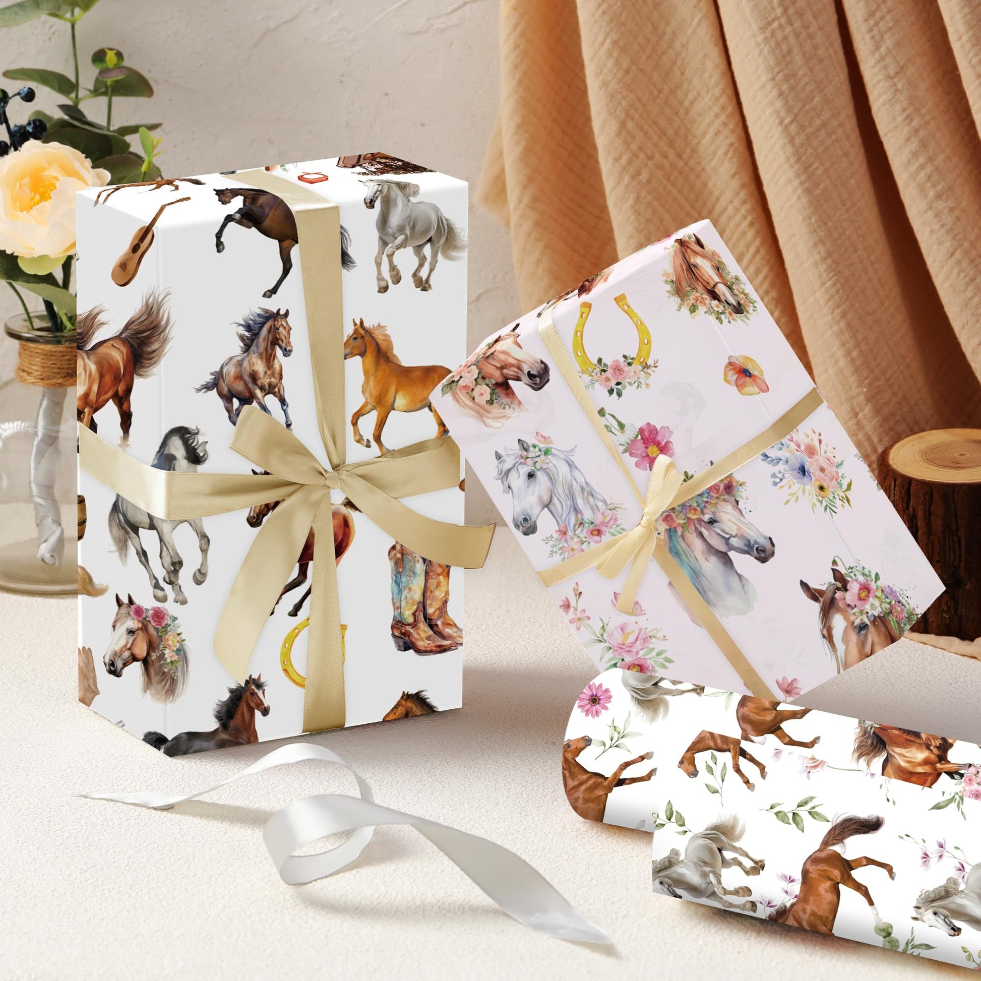 CRASHOT Christmas Wrapping Paper - 12 Sheet Black Girl Gift Wrapping Paper, Xmas Tree Santa Design for Party Birthday Holiday (Not Roll, 19.7 x 27.6 Inch)