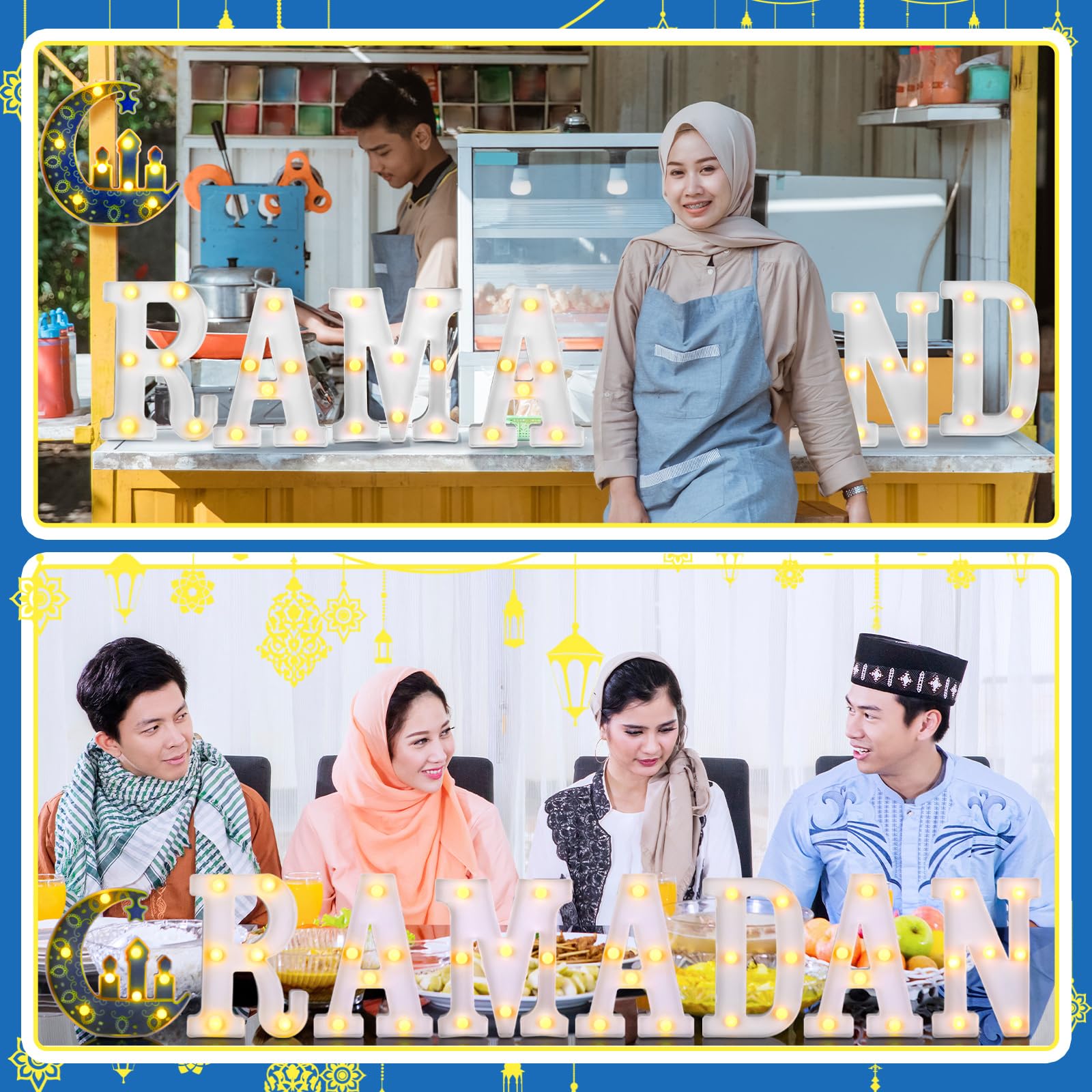 11 Pcs Happy Kwanzaa Large LED Letter Sign LED Lights Battery Powered Table Decorations for Party Favor Light Centerpiece Tabletop Decoration