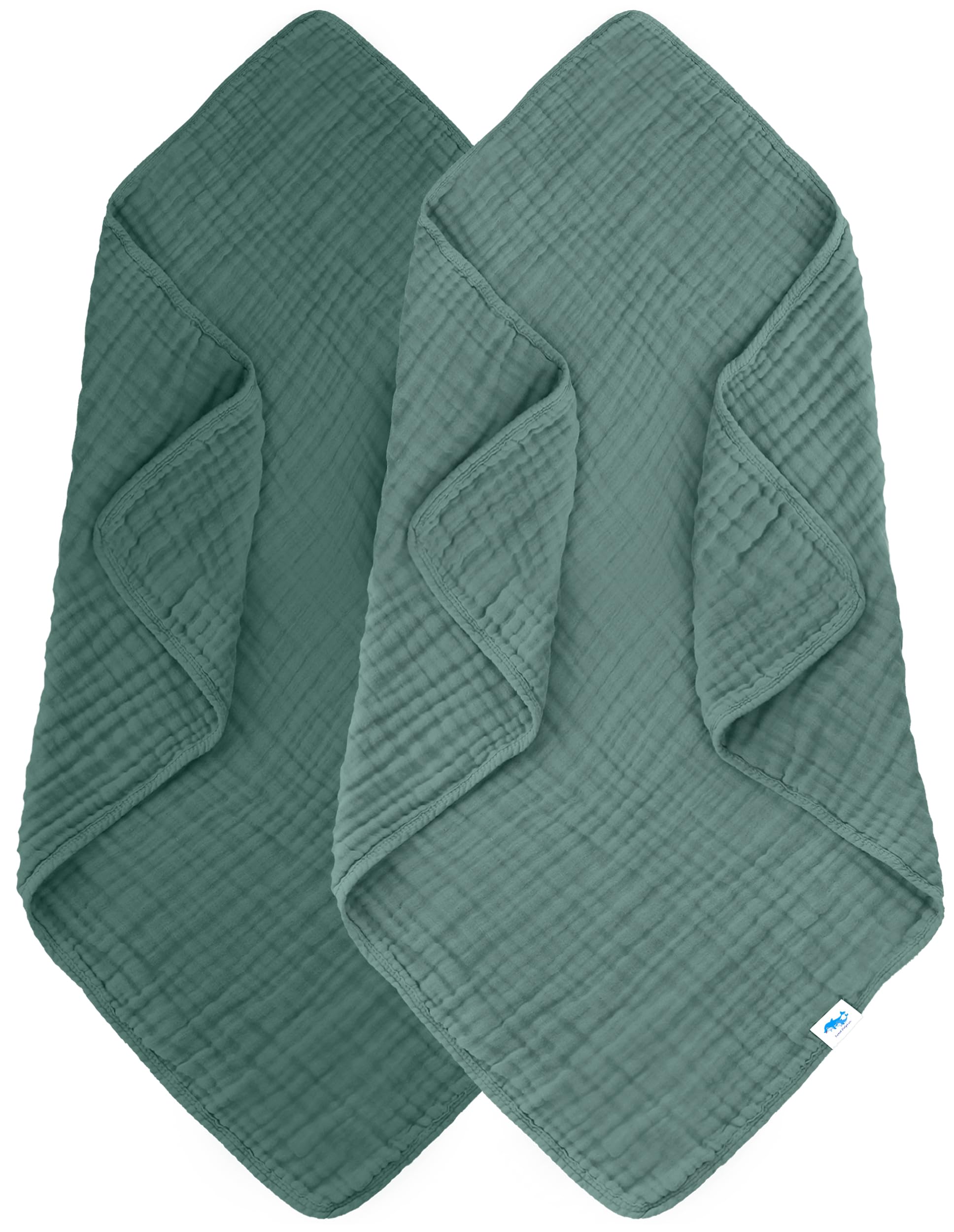 SWEET DOLPHIN Muslin Hooded Baby Bath Towels - 2 Pack 100% Cotton Towel for Babies, Infants, Toddlers - 32x32Inch - Highly Absorbent and Newborn Essential, Light Bean Paste