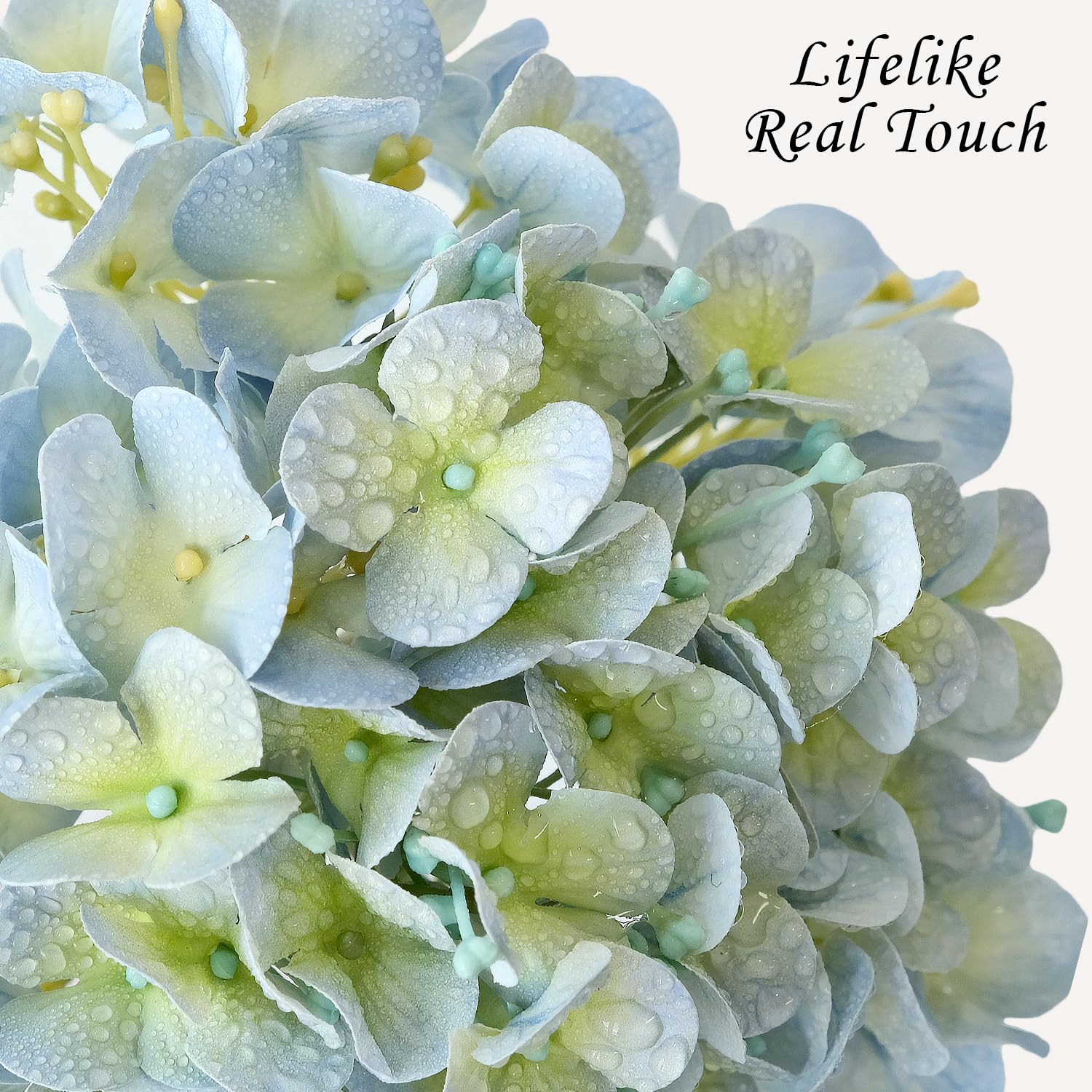 Light Blue Hydrangea Artificial Flowers,4Pcs 20" Real Touch Lifelike Silk Artificial Hydrangeas, Full Fake Flowers for Bouquet Table Centerpieces Spring Wedding Indoor Home