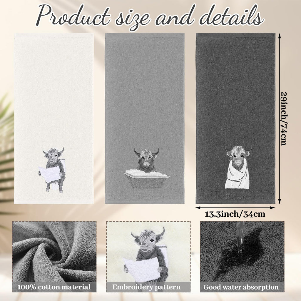 3 Pcs African Woman Hand Towels Black Girl African American Bathroom Home Decor Boho Decorative Farmhouse 100% Cotton Embroidered Towels for Bathroom Kitchen 13. 3 x 29. 5''