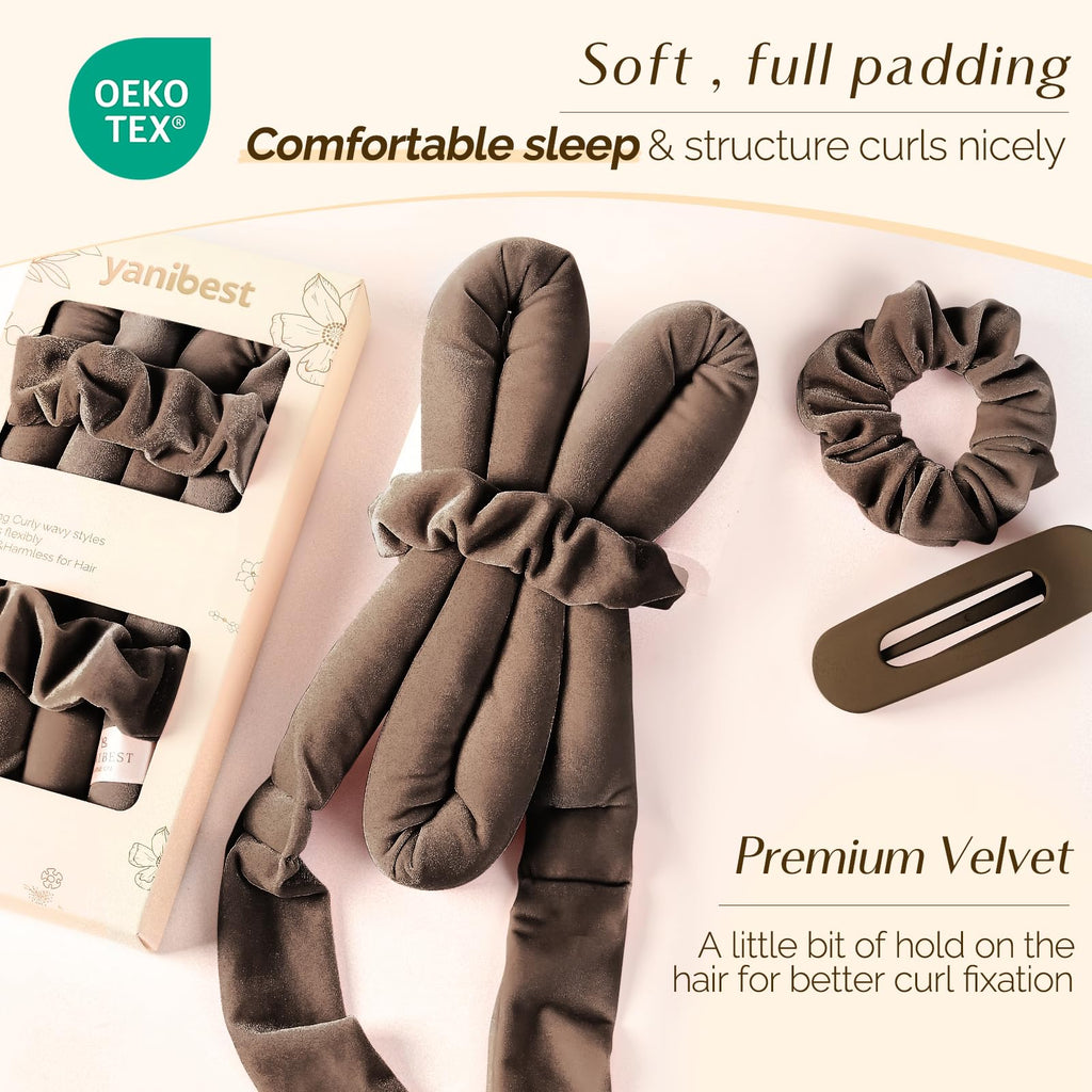 Yanibest Heatless Hair Curler, No Heat Hair Curlers to Sleep in, Super Soft Ribbon Wrap for Long Hair, Overnight Heatless Curling Set with Scrunchies and Clip, for All Hair types