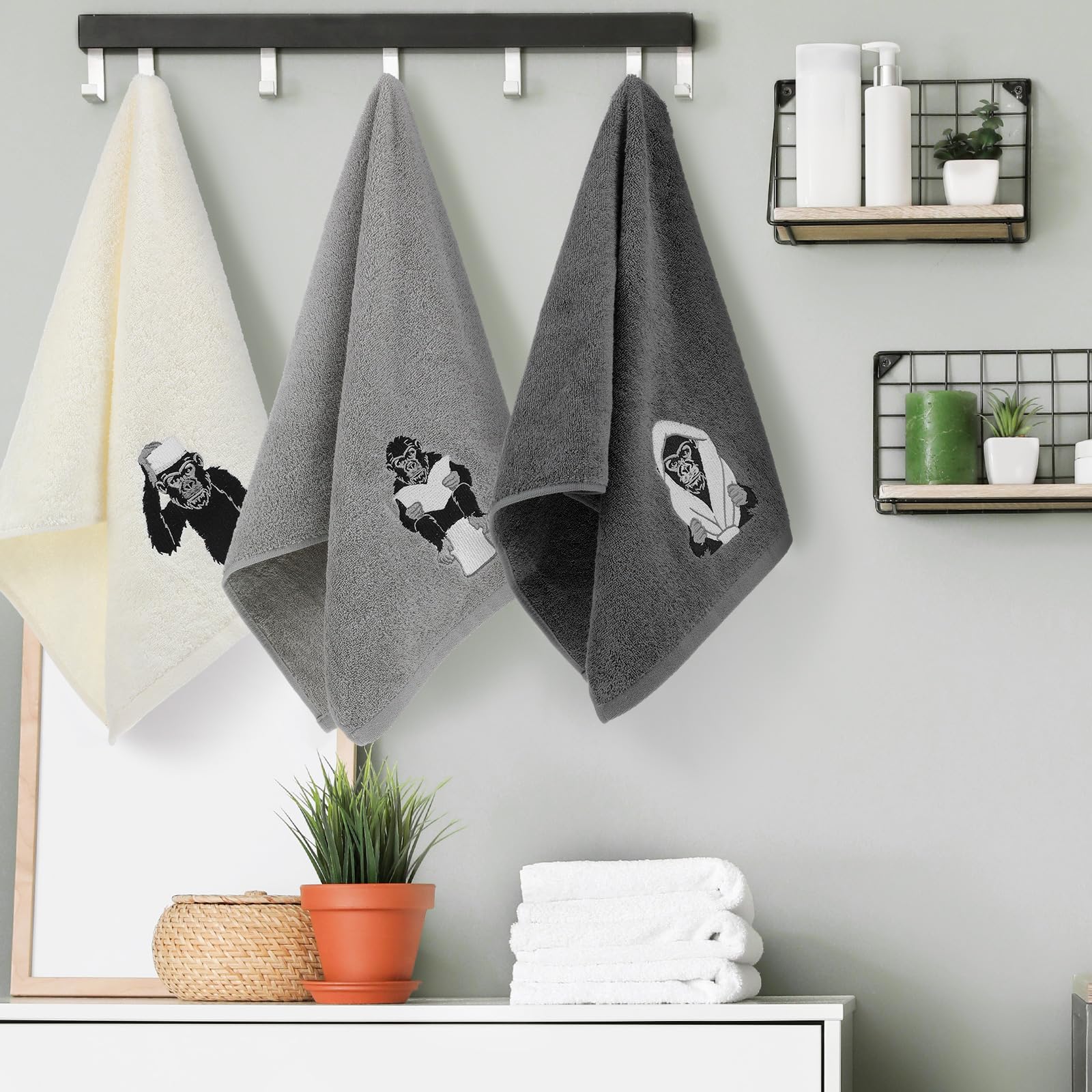 3 Pcs African Woman Hand Towels Black Girl African American Bathroom Home Decor Boho Decorative Farmhouse 100% Cotton Embroidered Towels for Bathroom Kitchen 13. 3 x 29. 5''