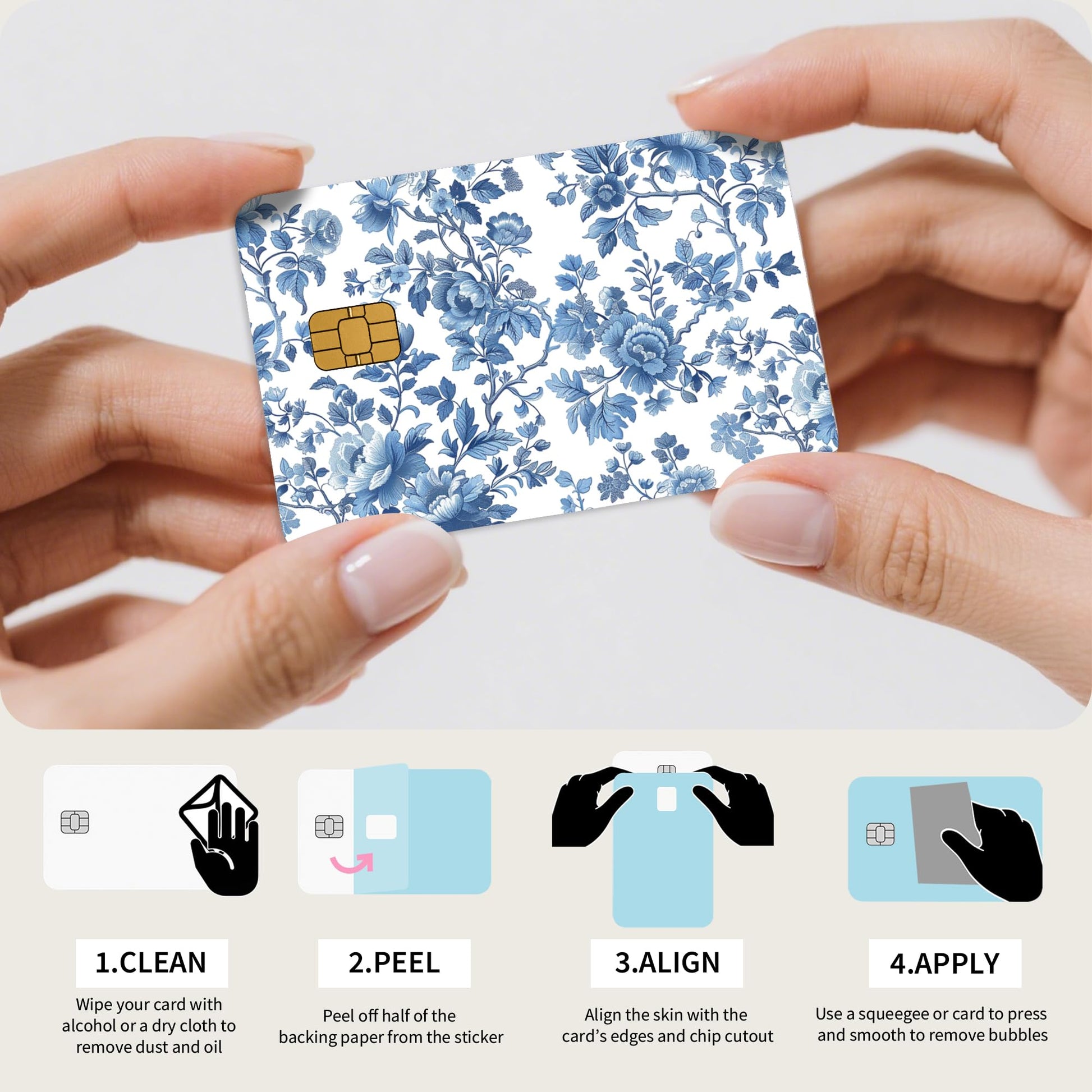 Credit Card Skin Stickers: 4PCS Scenic Mountain Debit Card Skins, Chinoiserie Landscape Cards Covers with Chip Cutout, Waterproof Removable Sticker Wraps for Bank Transportation Key Cards