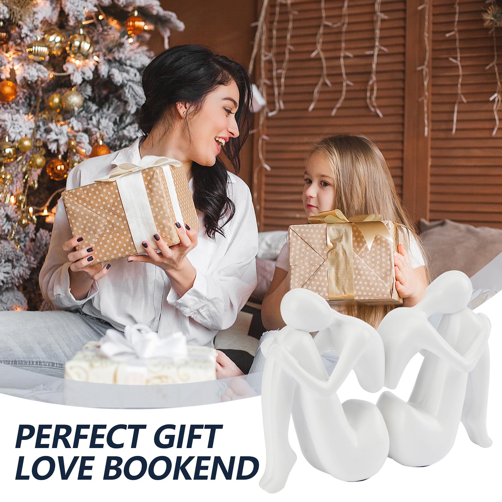 Black Decor Women Statue, Thinker Girl Sculptures, Modern Abstract Art Accents, Black Resin Collectible Figurines for Living Room Bedroom Bookshelf Coffe Table, Resin, 1Piece